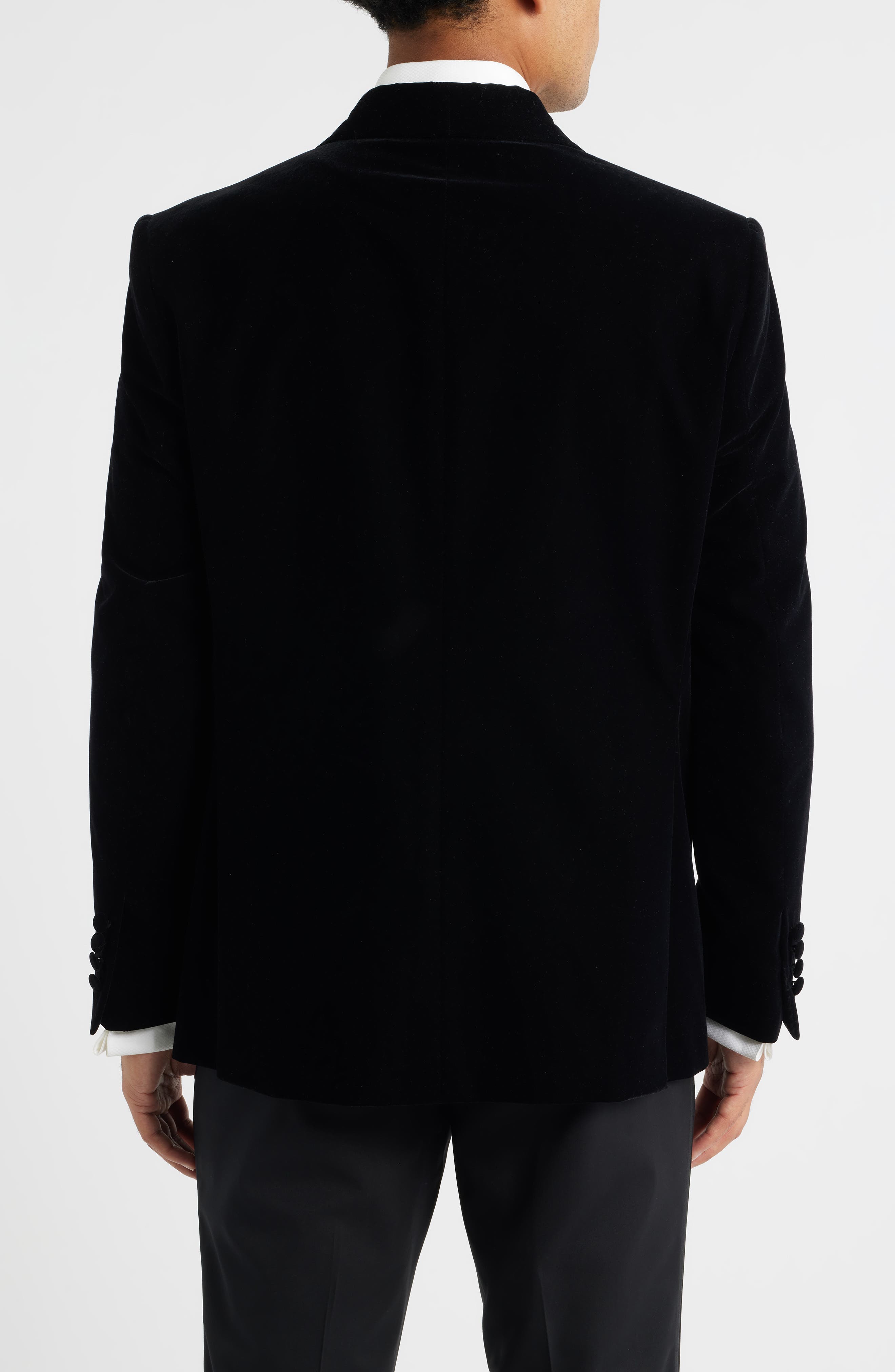 Jack Victor Ellis Double Breasted Black Super 130s Wool Blend Velvet Dinner Jacket