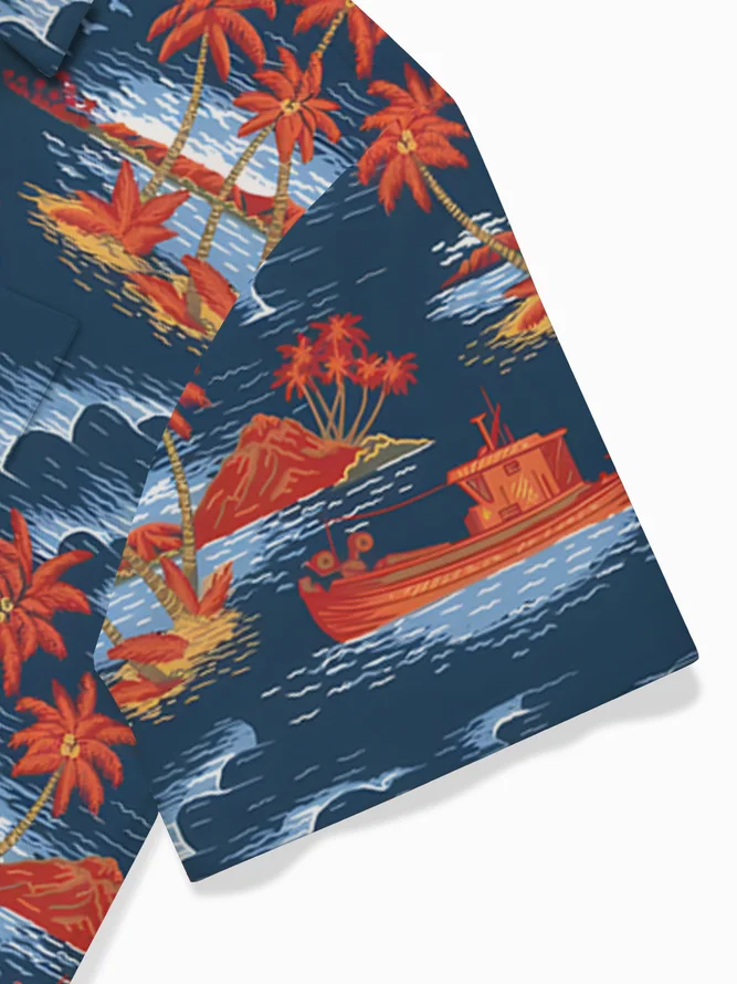 Hawaiian Printed Men's Button Pocket Shirt