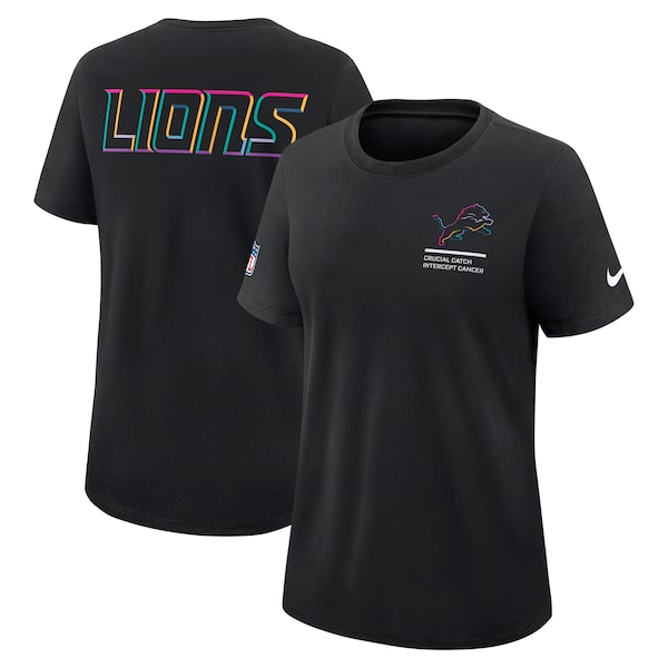 Detroit Lions Nike Women's 2025 NFL Crucial Catch Tri-Blend Dri-FIT T-Shirt - Black