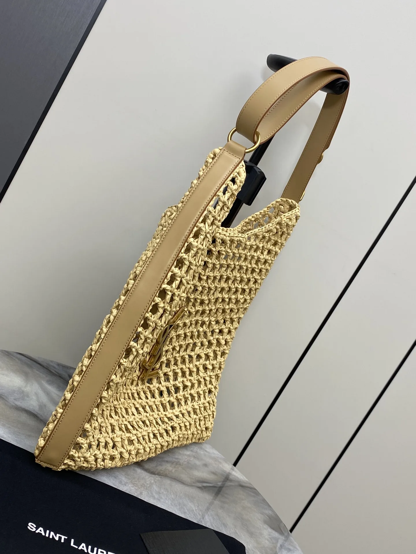 Saint Laurent Gold Straw Woven Hobo Bag product photo from LabelPicks