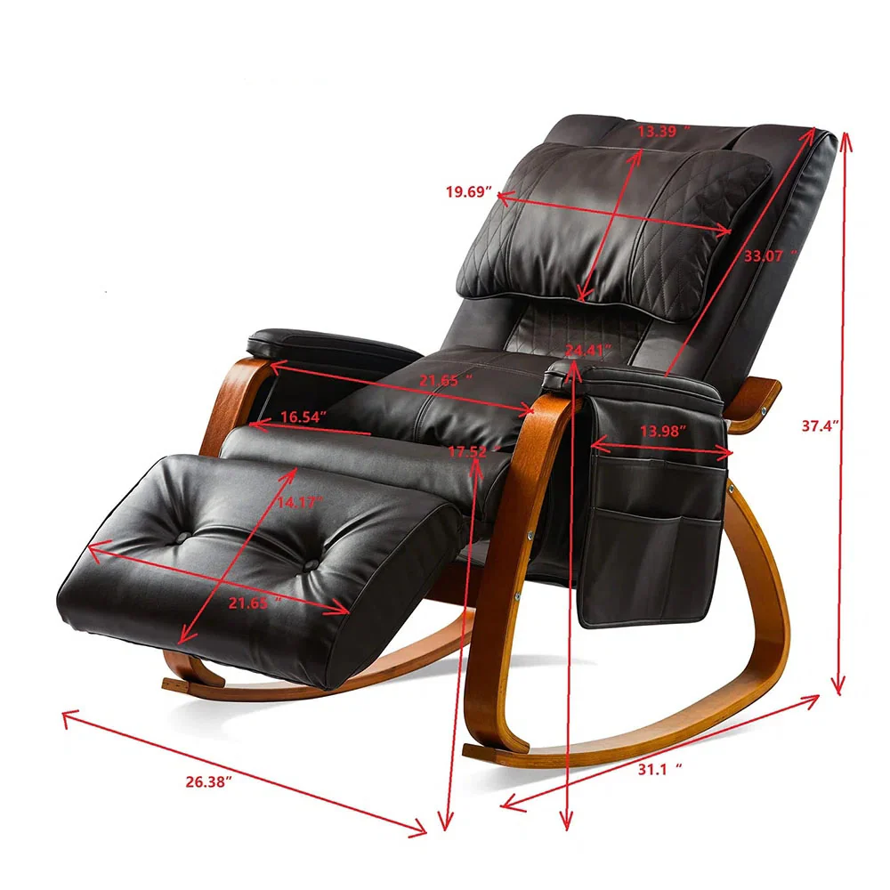 Heated Massage Rocking Chair - PU Leather Recliner with Vibration