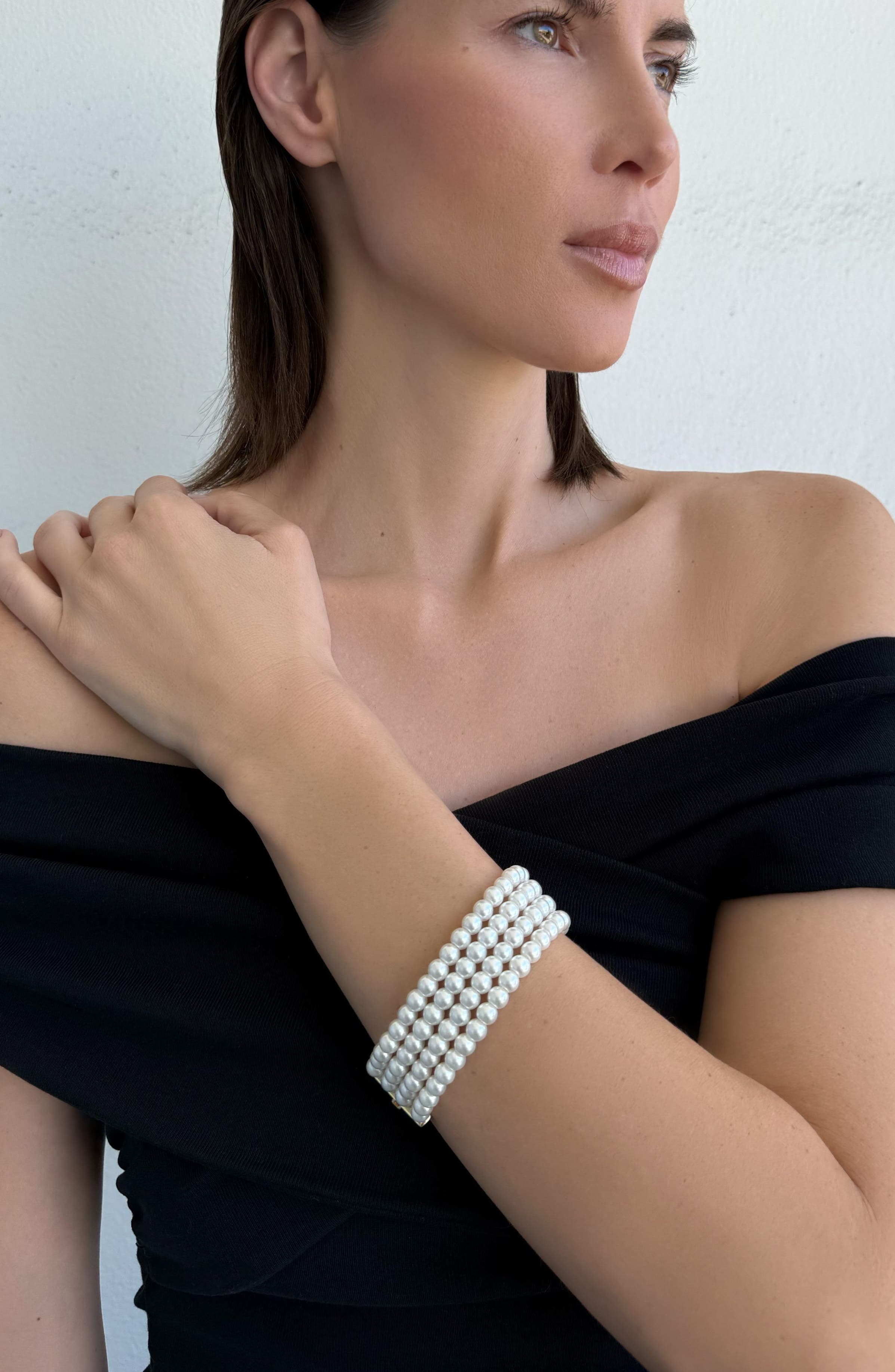 Adornia Multistrand Faux Pearl Bracelet
