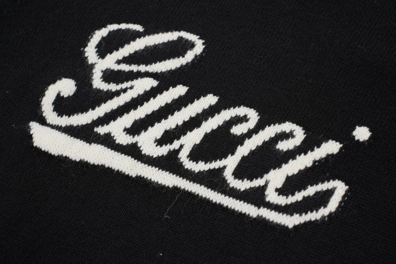 GUCCI Black Script Logo Jacquard Crewneck Sweater product photo from LabelPicks