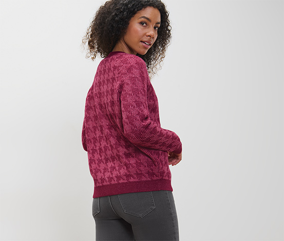 Grobstrick-Cardigan mit Hahnentritt-Jacquard