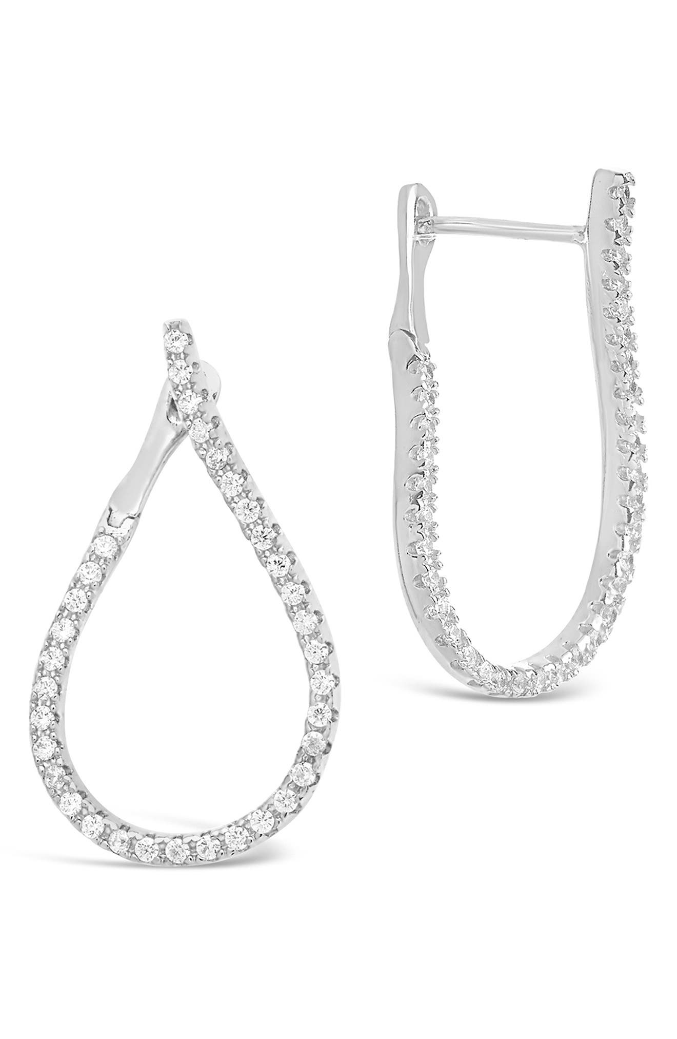 Sterling Forever 14K Rose Gold Plated Brass CZ Studded Drop Earrings