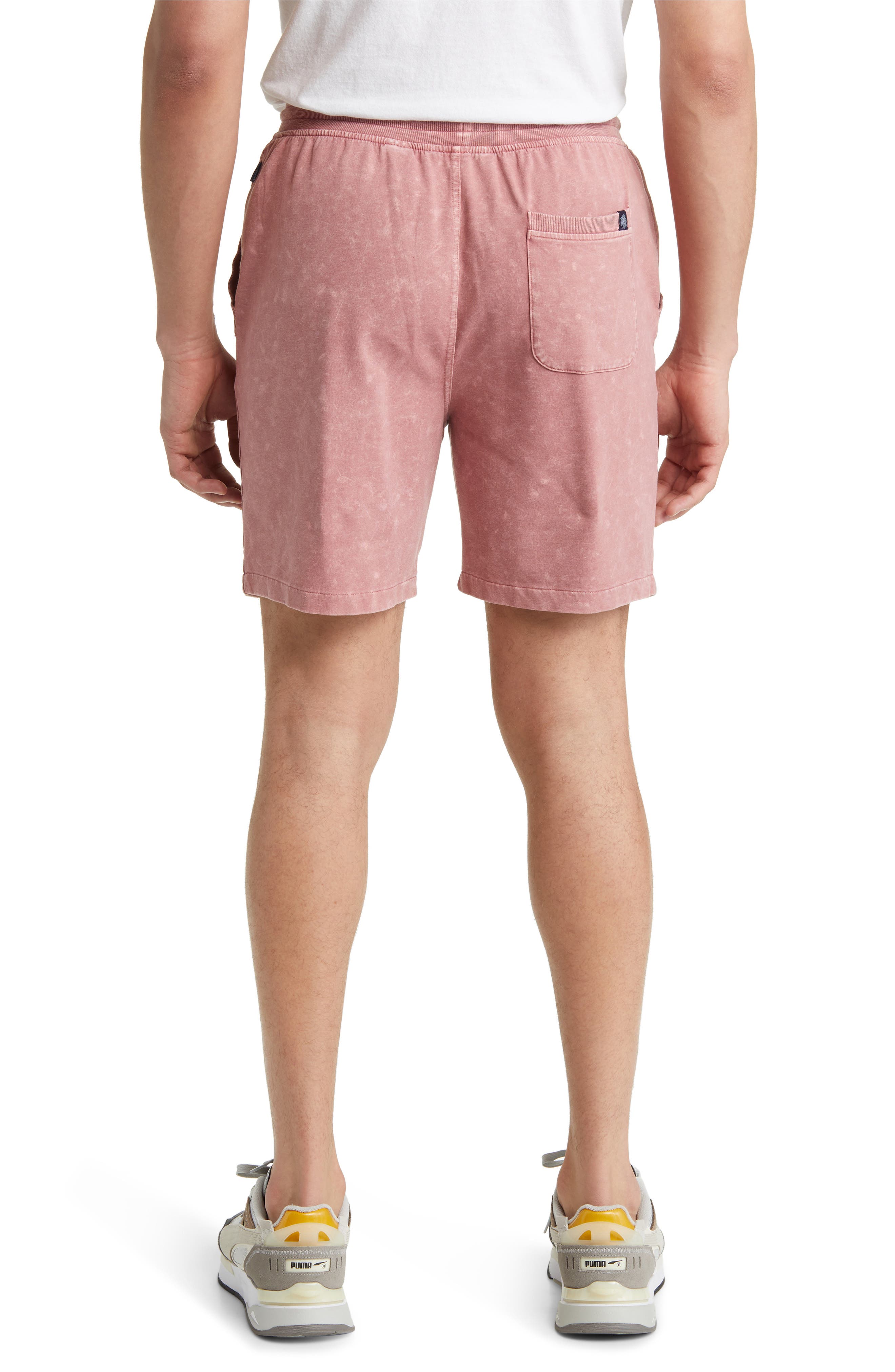 Stone Rose Acid Wash Fleece Drawstring Shorts