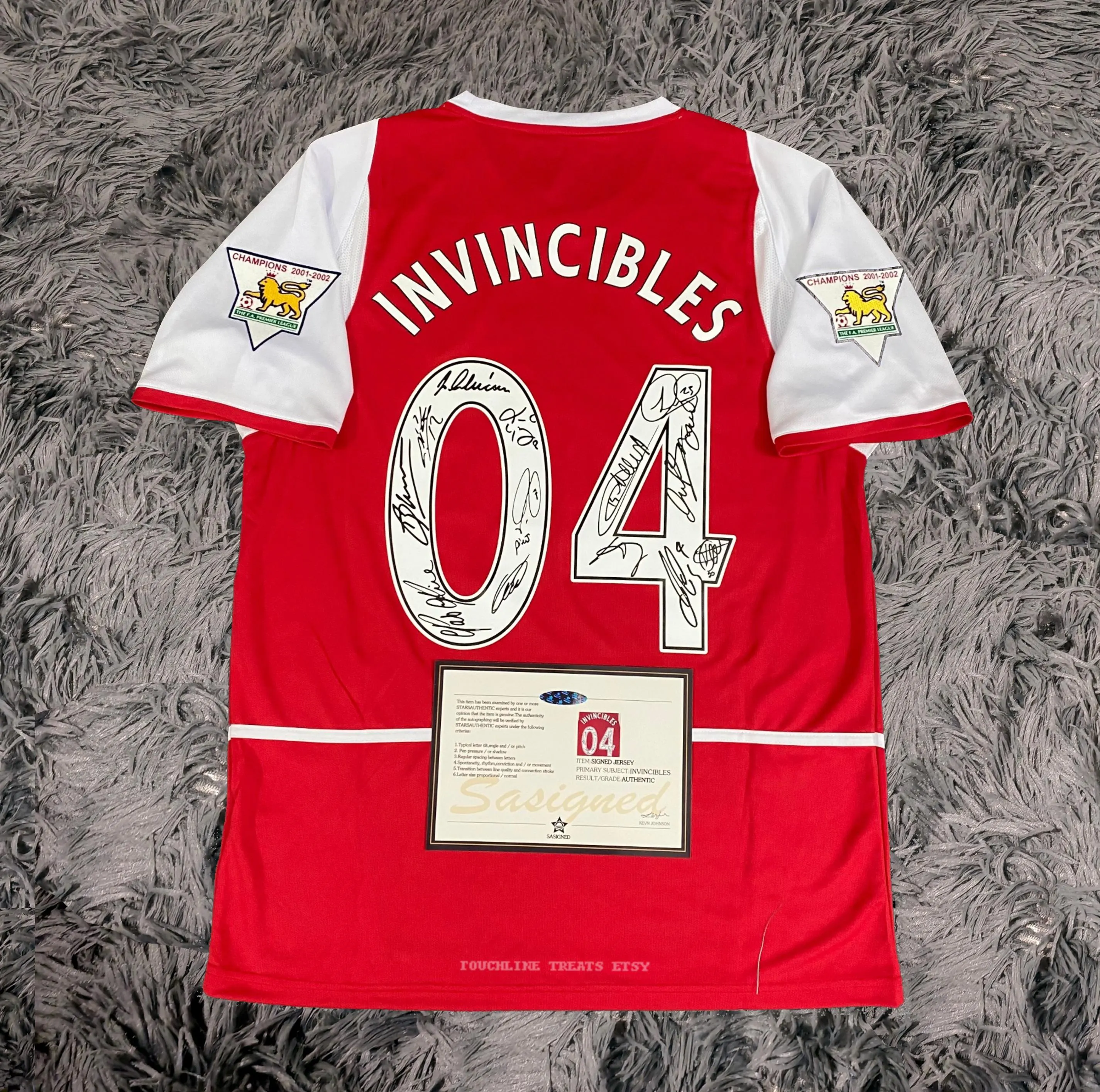 Arsenal FULL 2004 SIGNED Invincibles Team Squad Signature Jersey/Shirt + COA 03/04 Retro