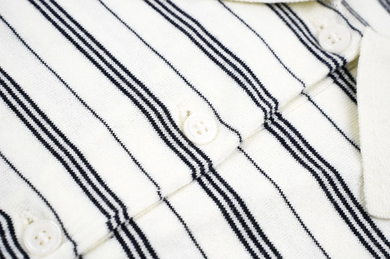 Miu Miu White Black Stripe Logo Intarsia Long Sleeve Polo Shirt product photo from LabelPicks