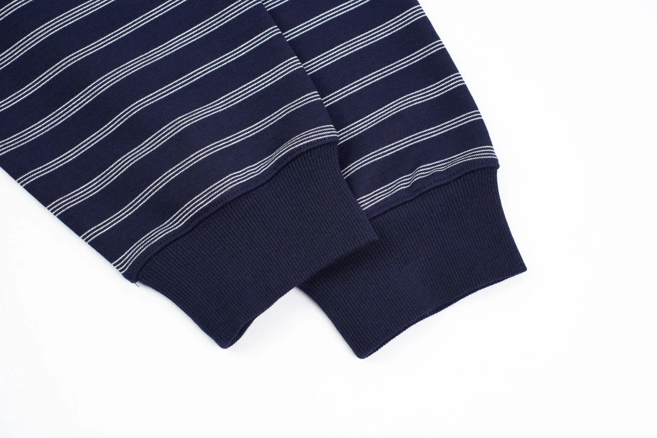 Miu Miu Navy Stripe Embroidered Half Zip Long Sleeve Polo Shirt product photo from LabelPicks