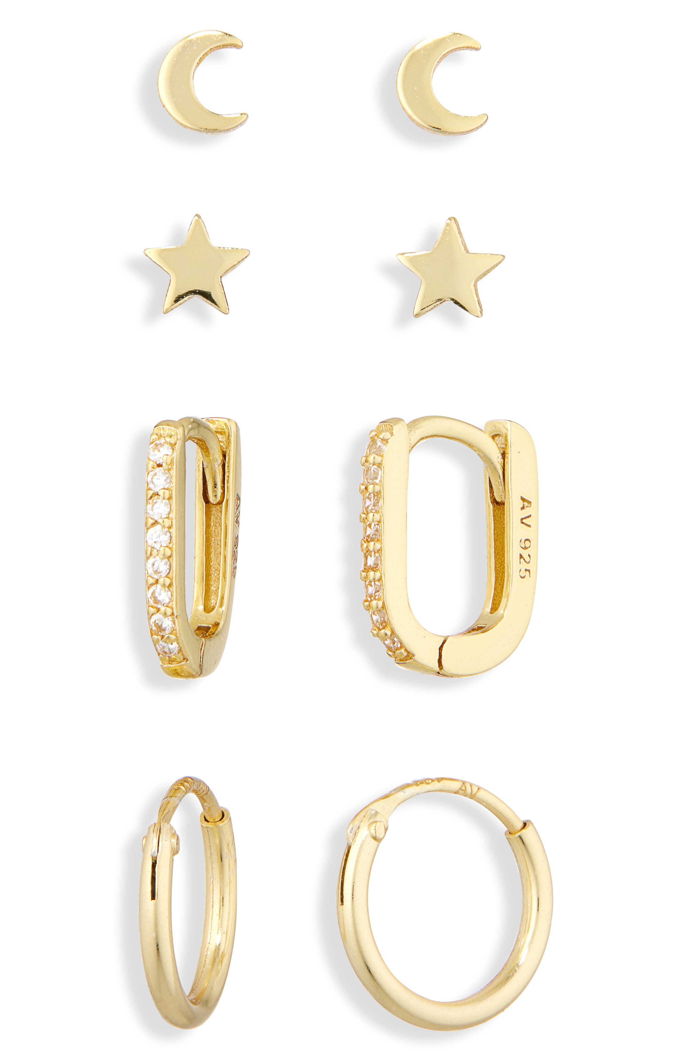ARGENTO VIVO Pack of Four Celestial Assorted Stud & Hoop Earrings