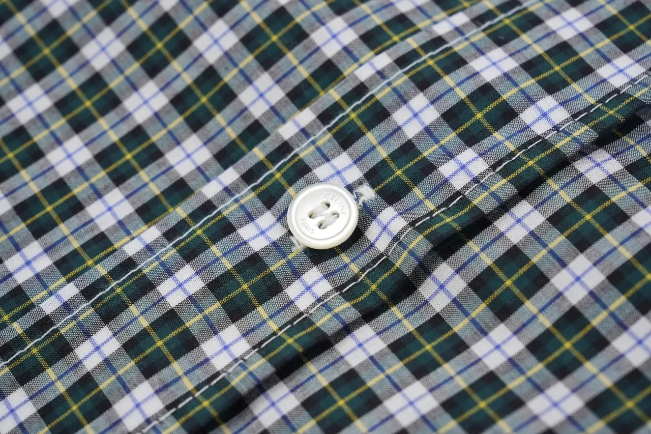 CELINE Green White Plaid Triomphe Embroidered Shirt product photo from LabelPicks