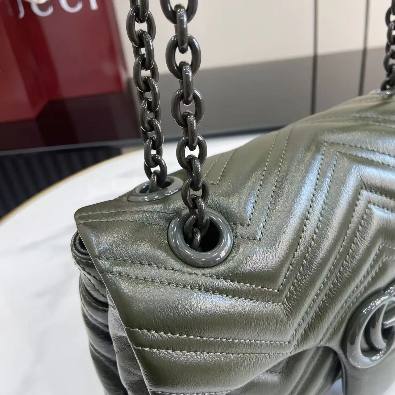 Gucci Green Marmont GG Supreme Canvas Shoulder Bag product photo from LabelPicks