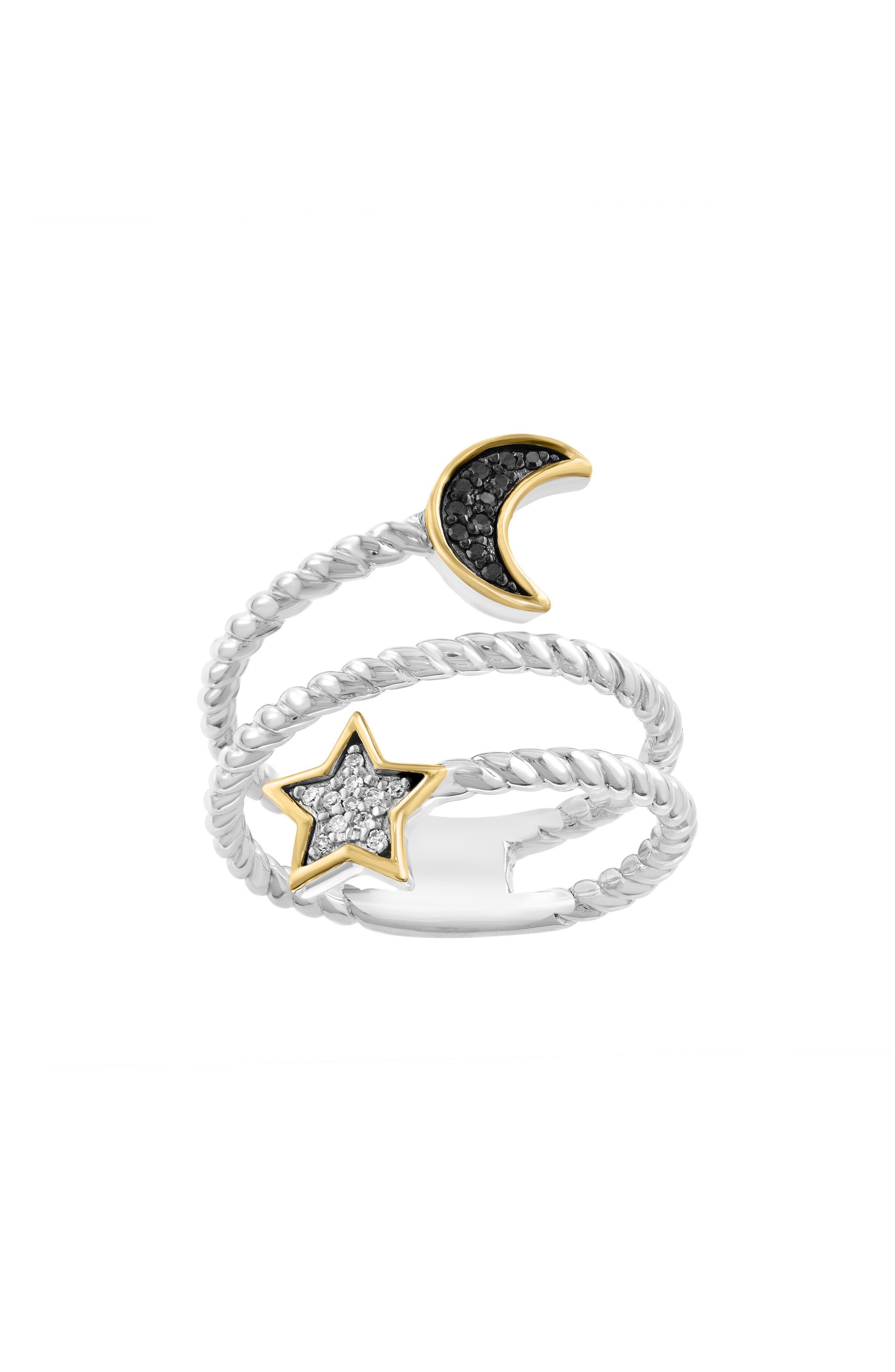 EFFY Sterling Silver Moon & Star Bypass Ring - 0.08ct.