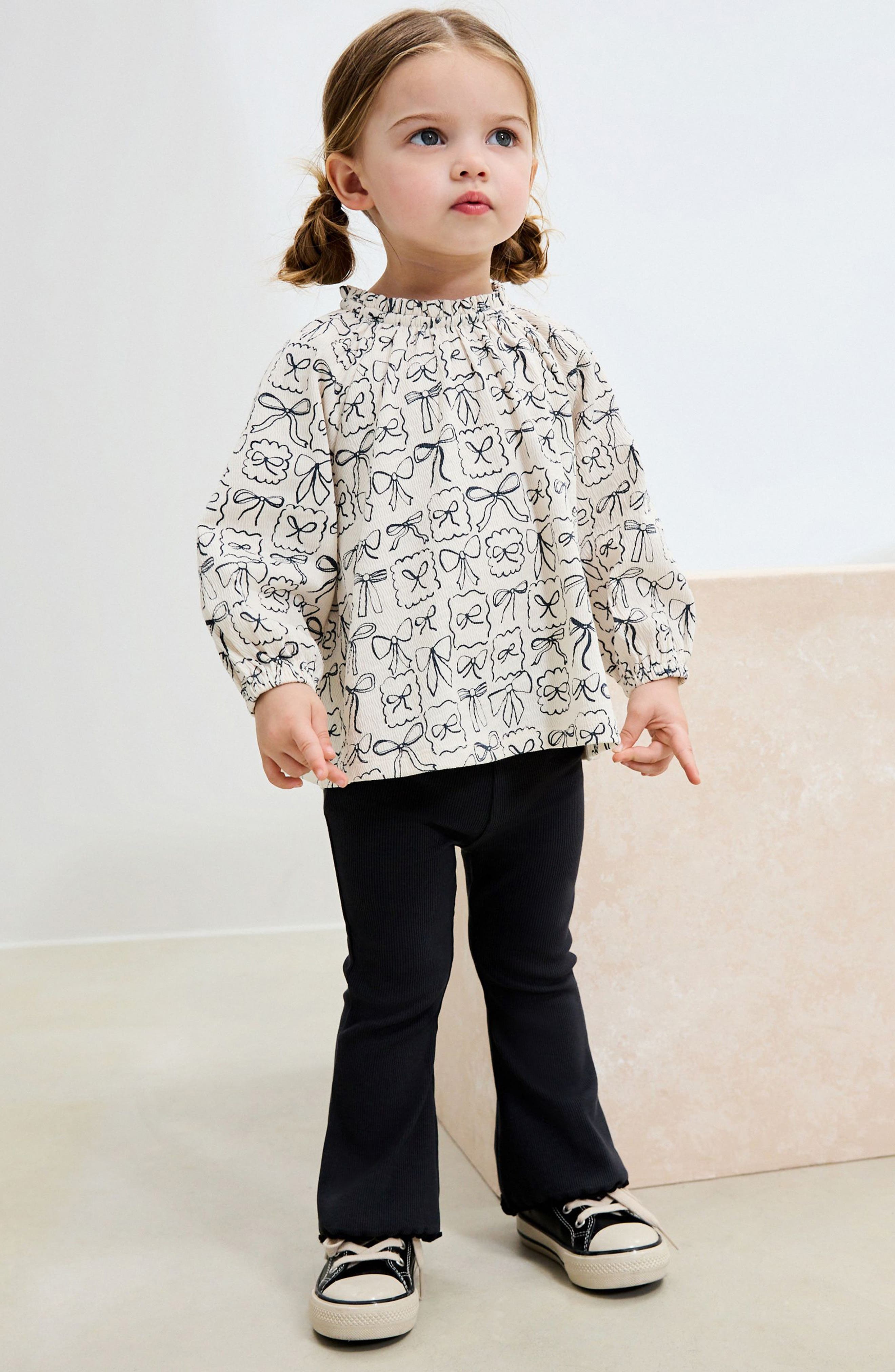 NEXT Kids' Bow Print Top & Flare Leggings Set