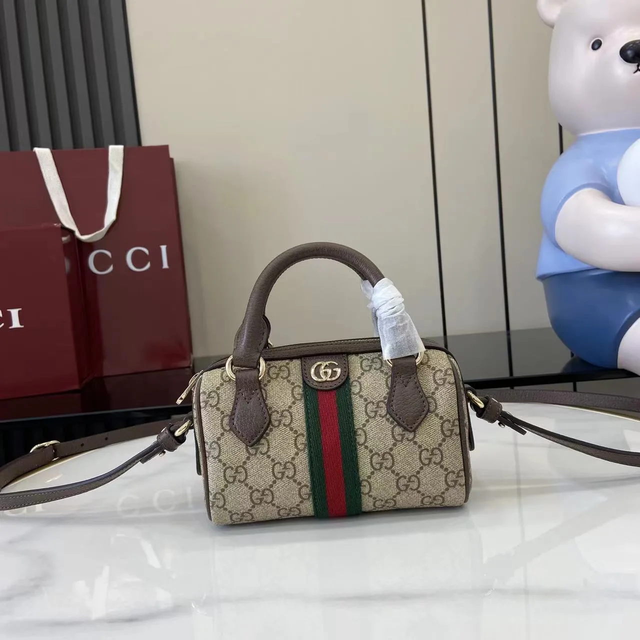 Gucci Ophidia Brown GG Supreme Canvas Top Handle Bag product photo from LabelPicks