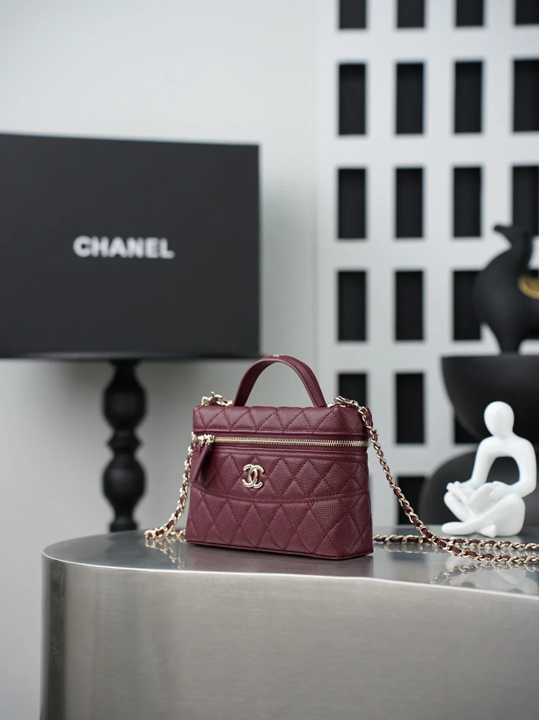 Chanel Burgundy Quilted Leather Top Handle Bag product photo from LabelPicks