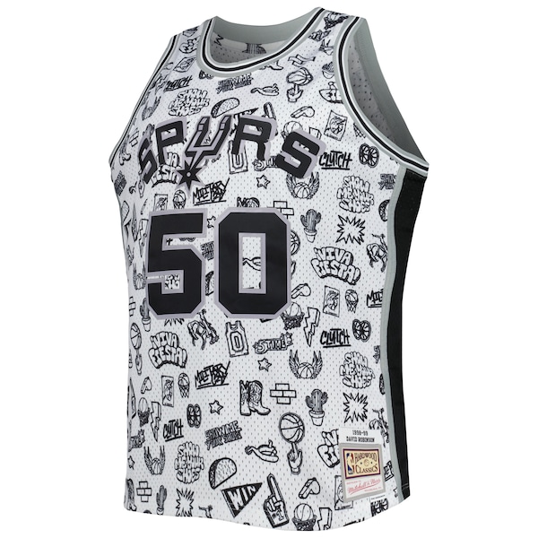 David Robinson San Antonio Spurs 1998/99 Hardwood Classics Doodle Swingman Player Jersey - White