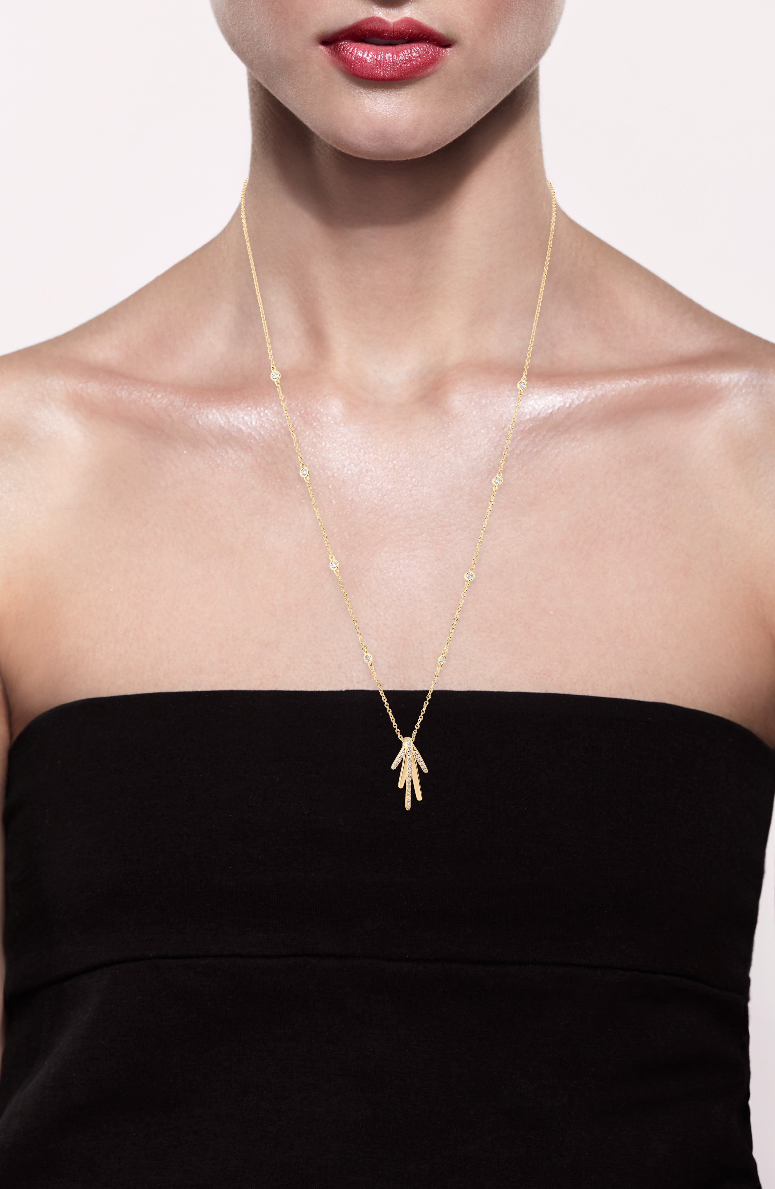 CZ by Kenneth Jay Lane Long Spike Cubic Zirconia Pendant Necklace