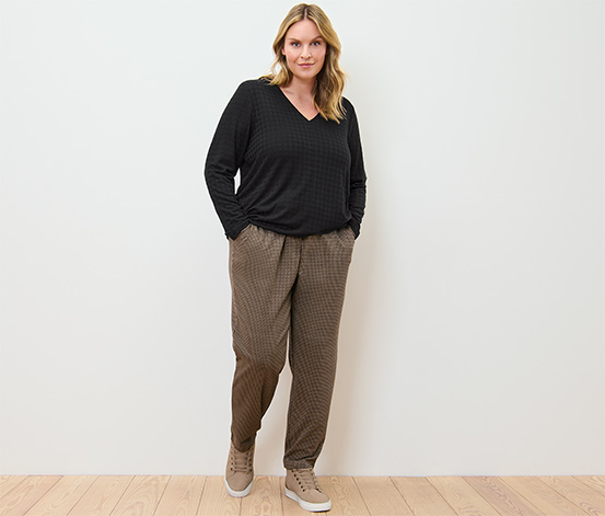 Joggpants mit Hahnentritt-Jacquard