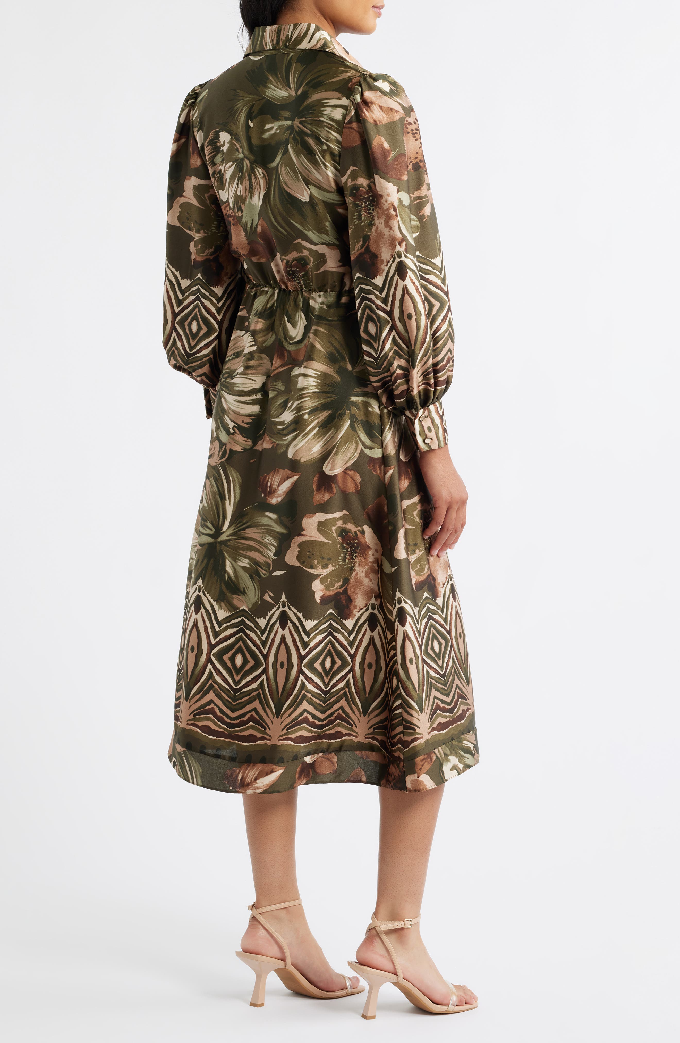 Julia Jordan Print Long Sleeve Shirtdress