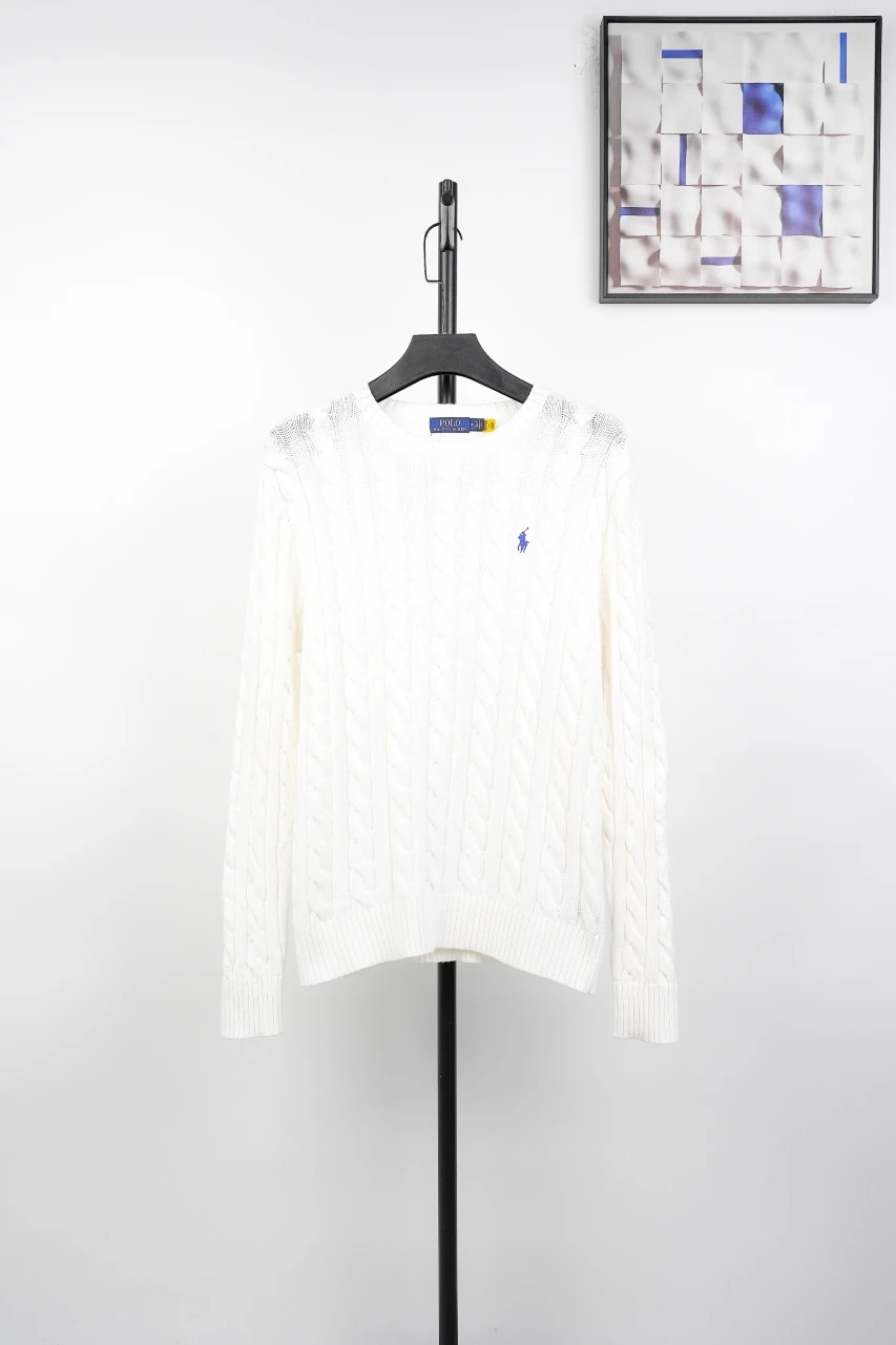 Ralph Lauren White Cable-Knit Cotton Crewneck Sweater product photo from LabelPicks
