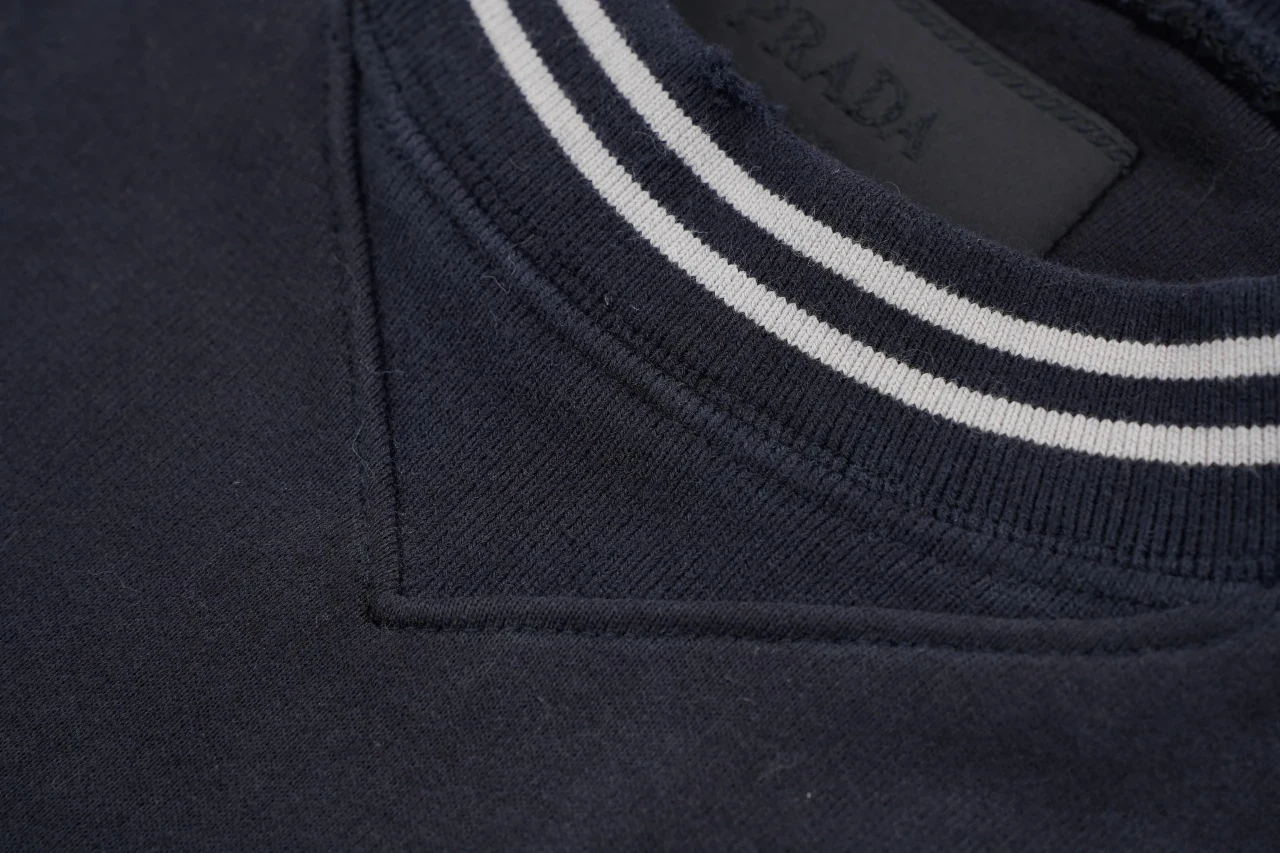 Prada Navy Washed Distressed Logo Crewneck Sweatshirt product photo from LabelPicks