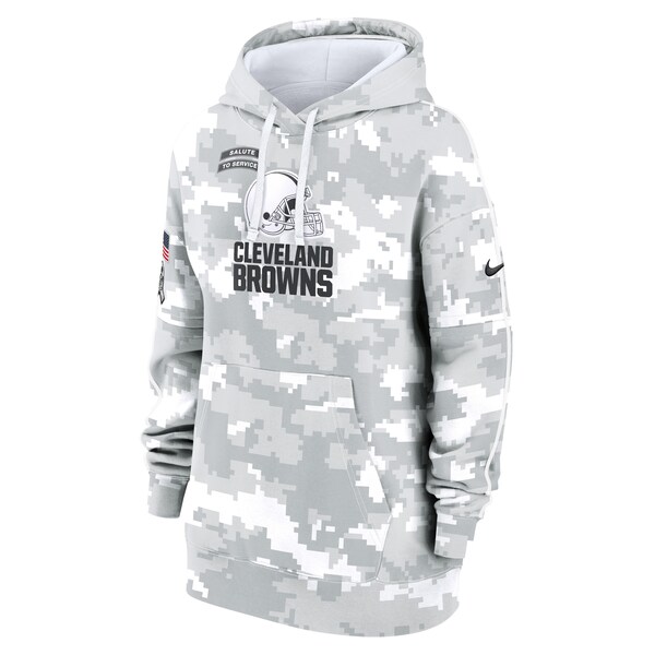 Cleveland Browns Nike Women's 2024 Salute To Service Club Fleece Pullover Hoodie - Arctic Camo