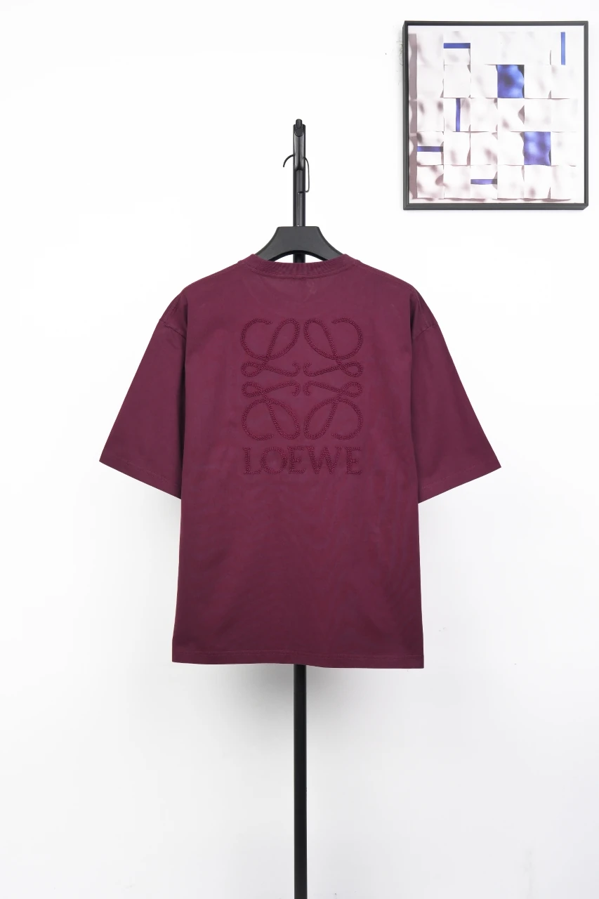 LOEWE Burgundy Pocket T-Shirt with Tonal Anagram product photo from LabelPicks