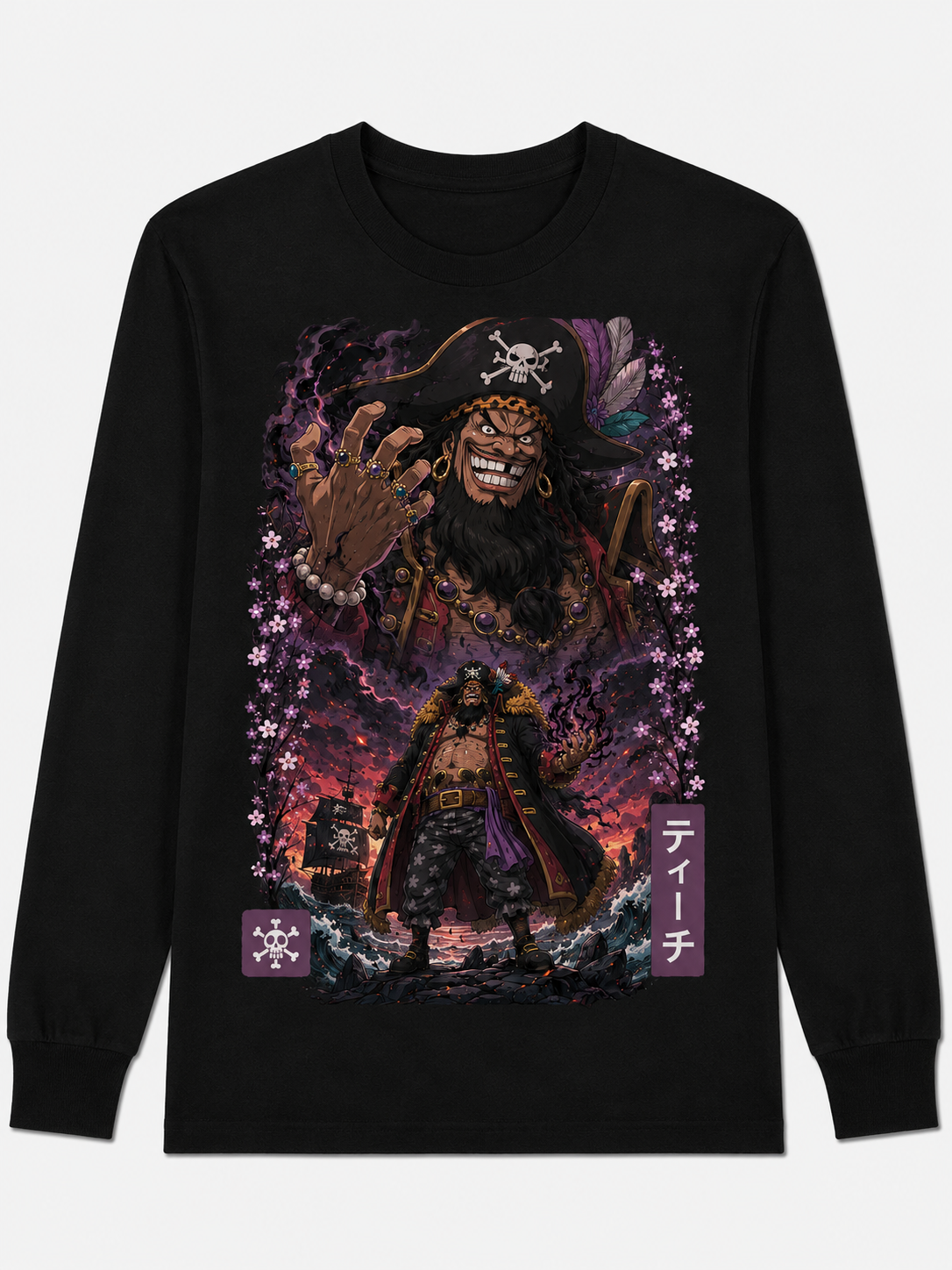 Remera Anime Barbanegra One Piece Manga Corta