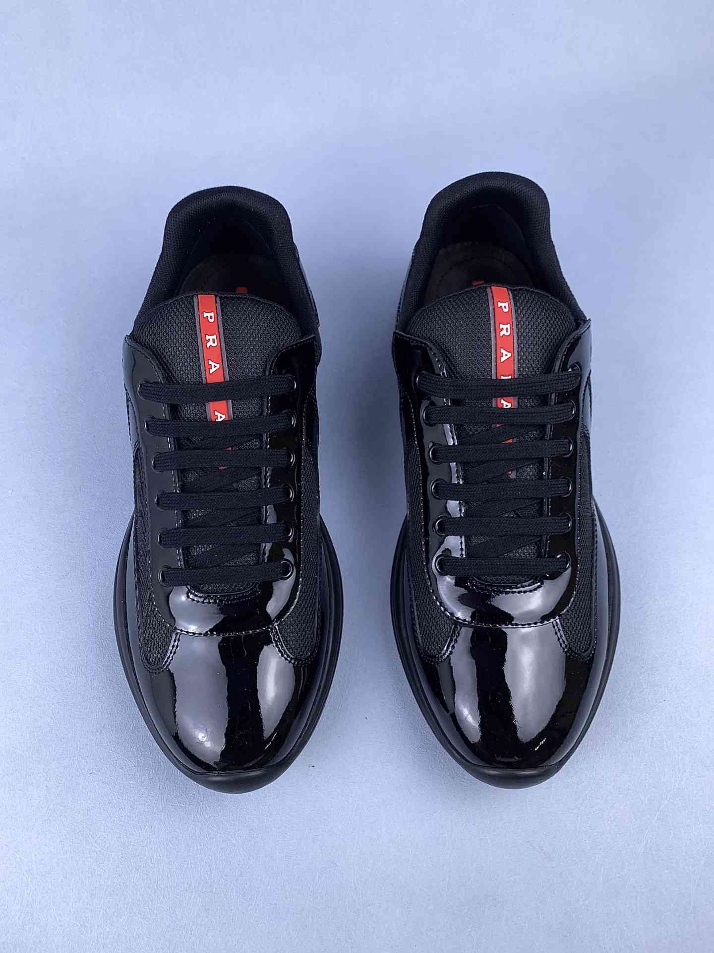 Patent leather and technical fabric Prada America's Cup sneakers