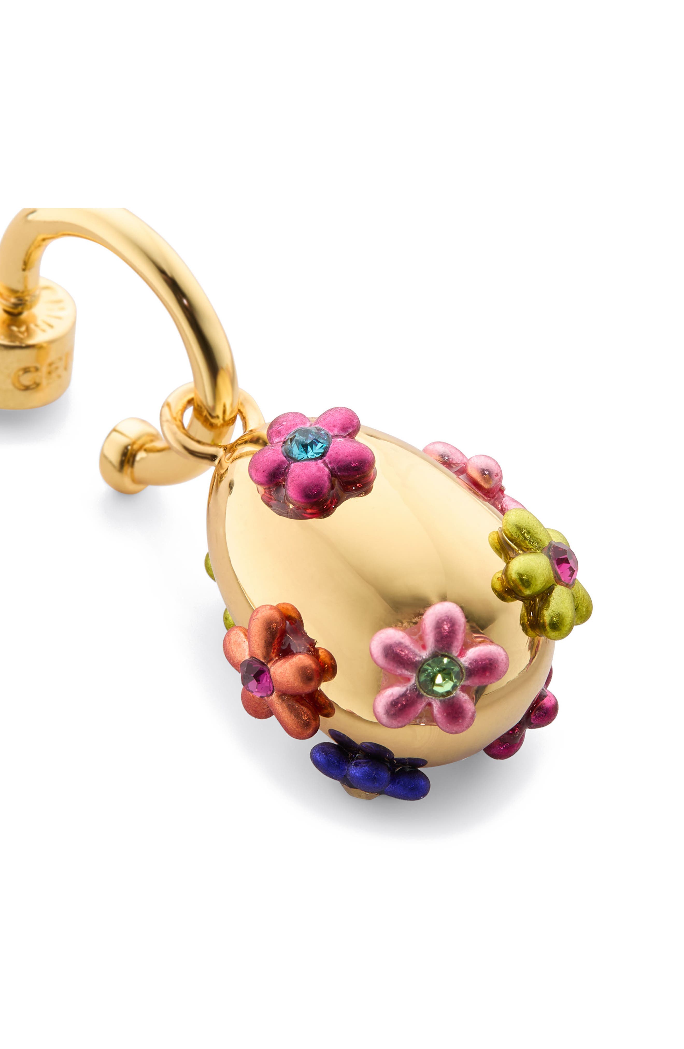 Kurt Geiger London Floral Egg Drop Huggie Hoop Earrings