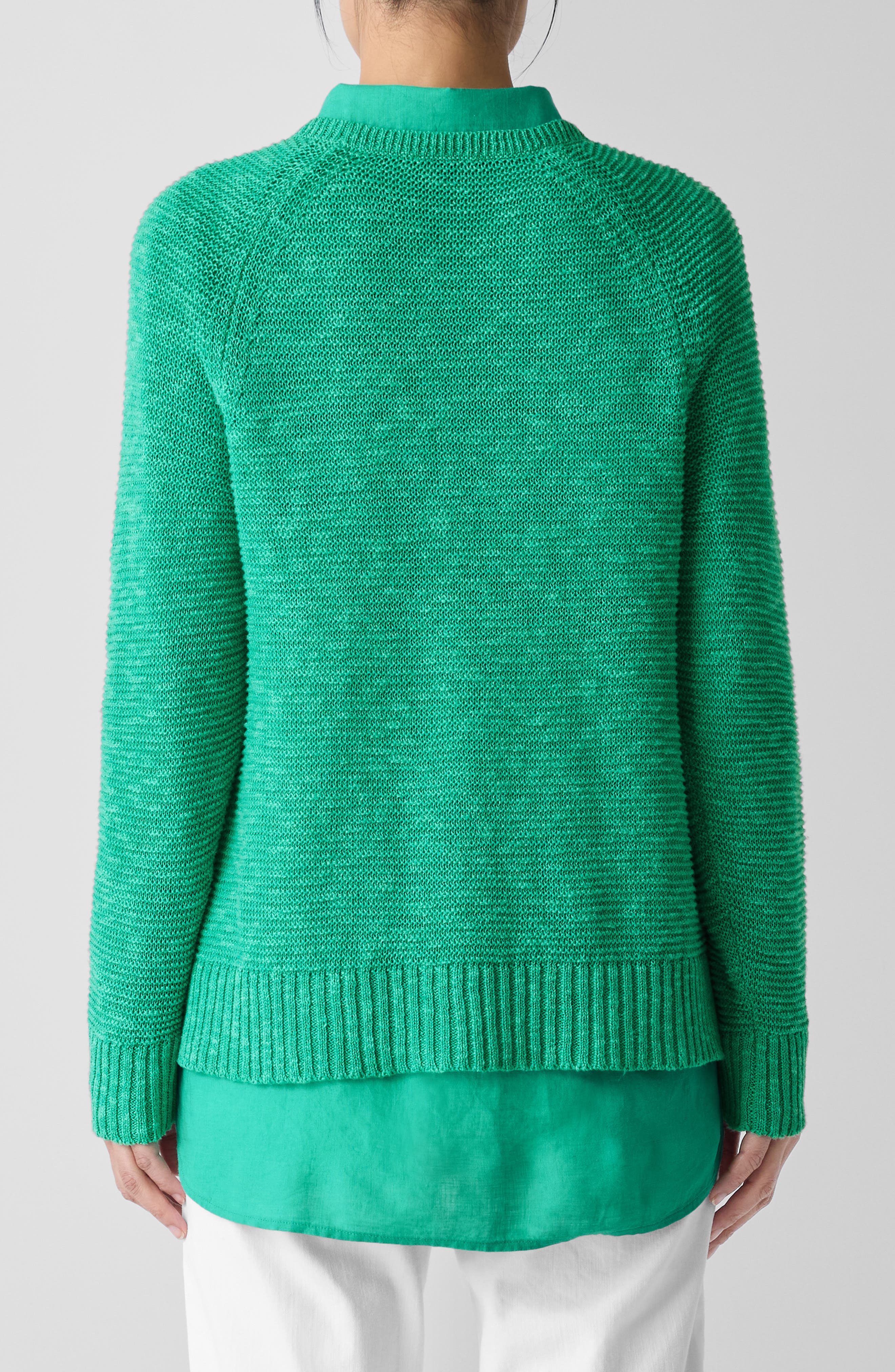 Eileen Fisher Raglan Sleeve Organic Linen & Organic Cotton Sweater