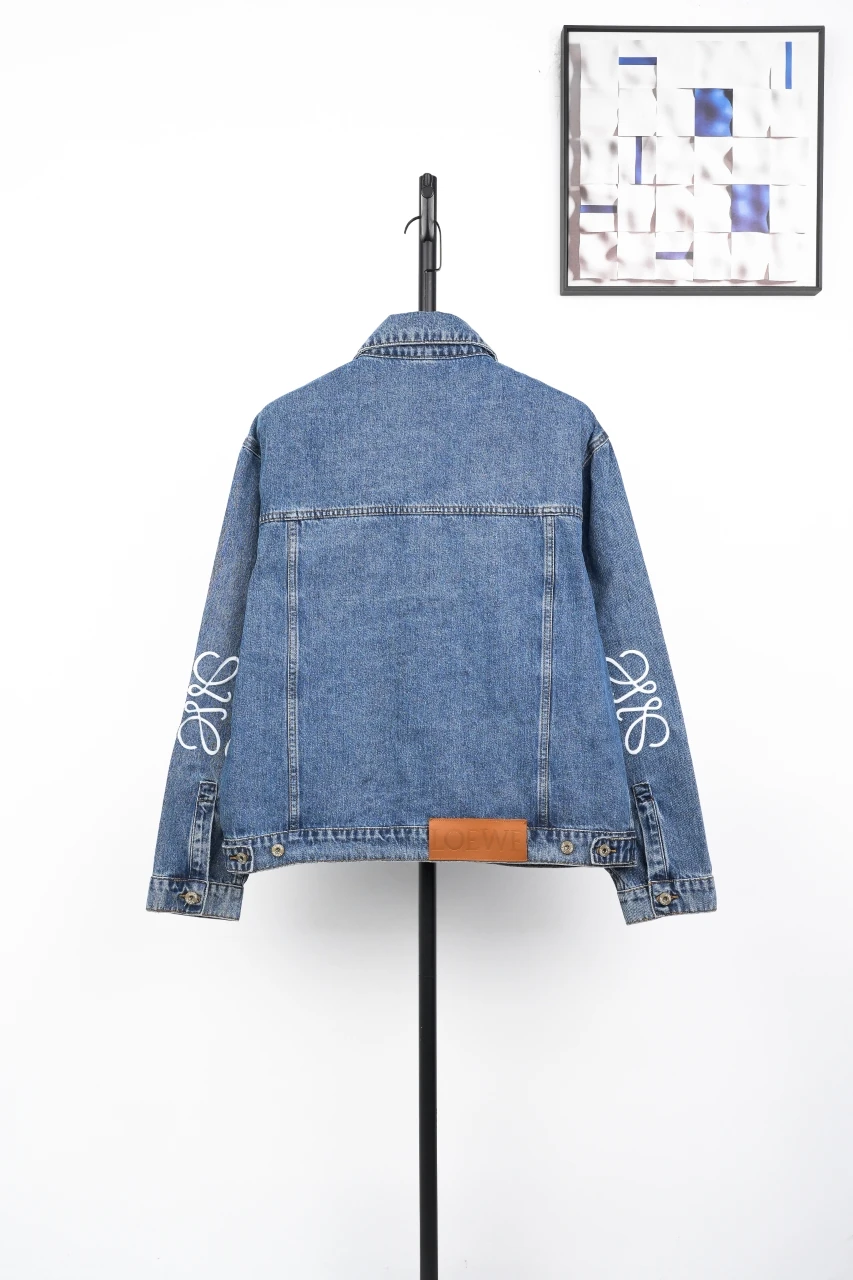 LOEWE Blue Denim Jacket with Embroidered Anagram Sleeve Detail product photo from LabelPicks