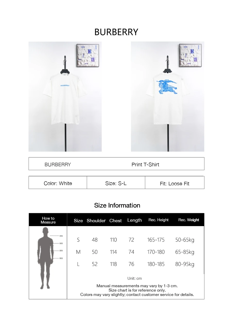 Burberry White Front Letter Back Knight Print T-Shirt product photo from LabelPicks