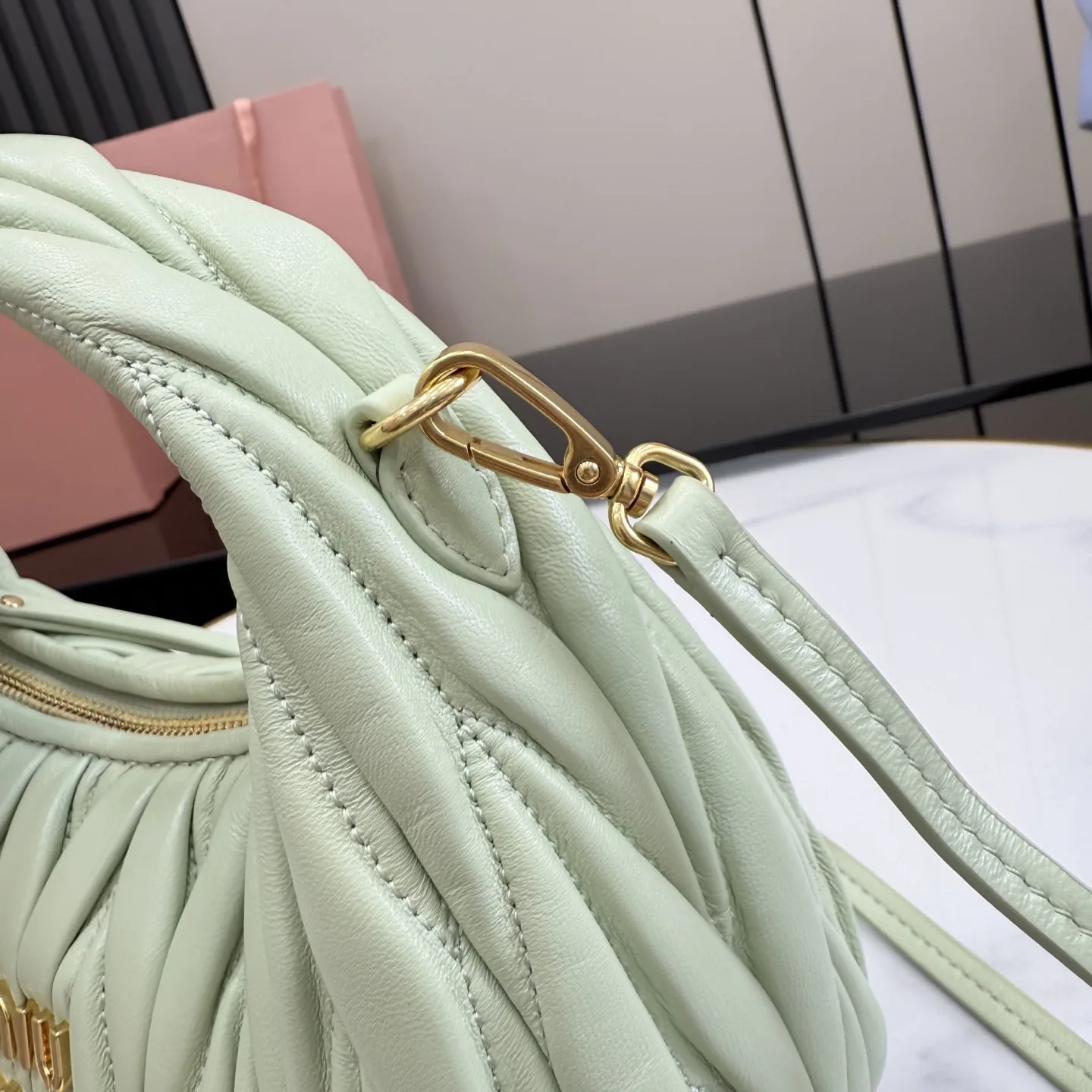 Miu Miu Matelasse Green Lambskin Shoulder Bag product photo from LabelPicks