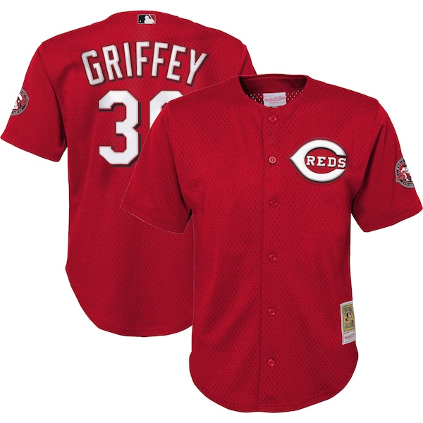 Ken Griffey Jr. Cincinnati Reds Youth Cooperstown Collection Mesh Batting Practice Jersey - Red