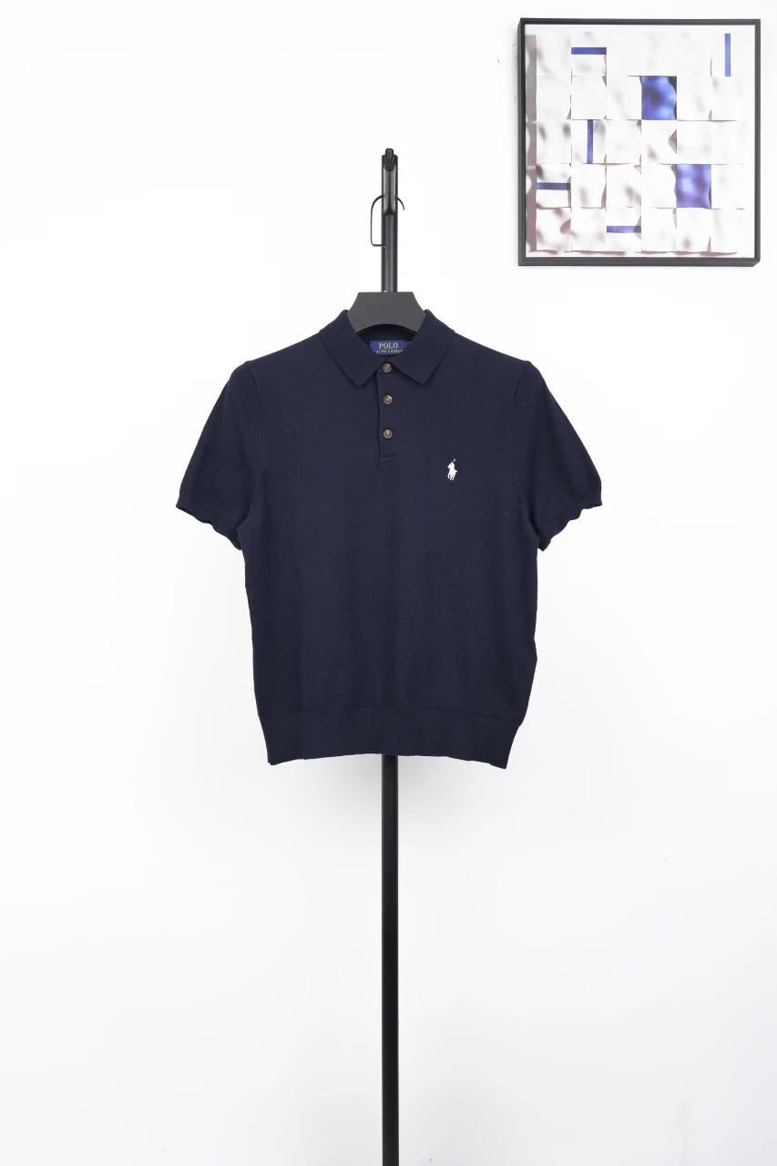 Ralph Lauren Navy Pony Embroidered Plain Knit Polo Shirt product photo from LabelPicks