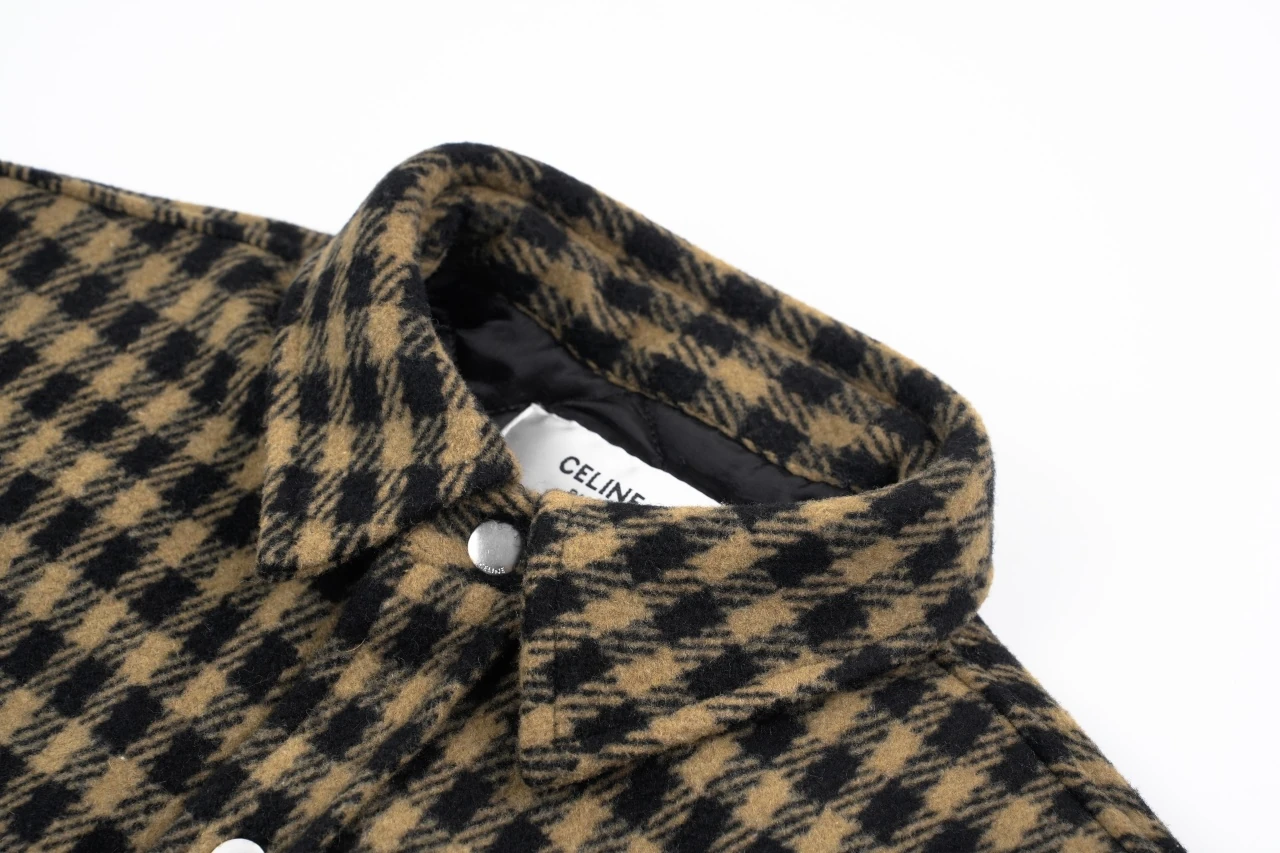 CELINE Brown Black Plaid Wool Jacket product photo from LabelPicks