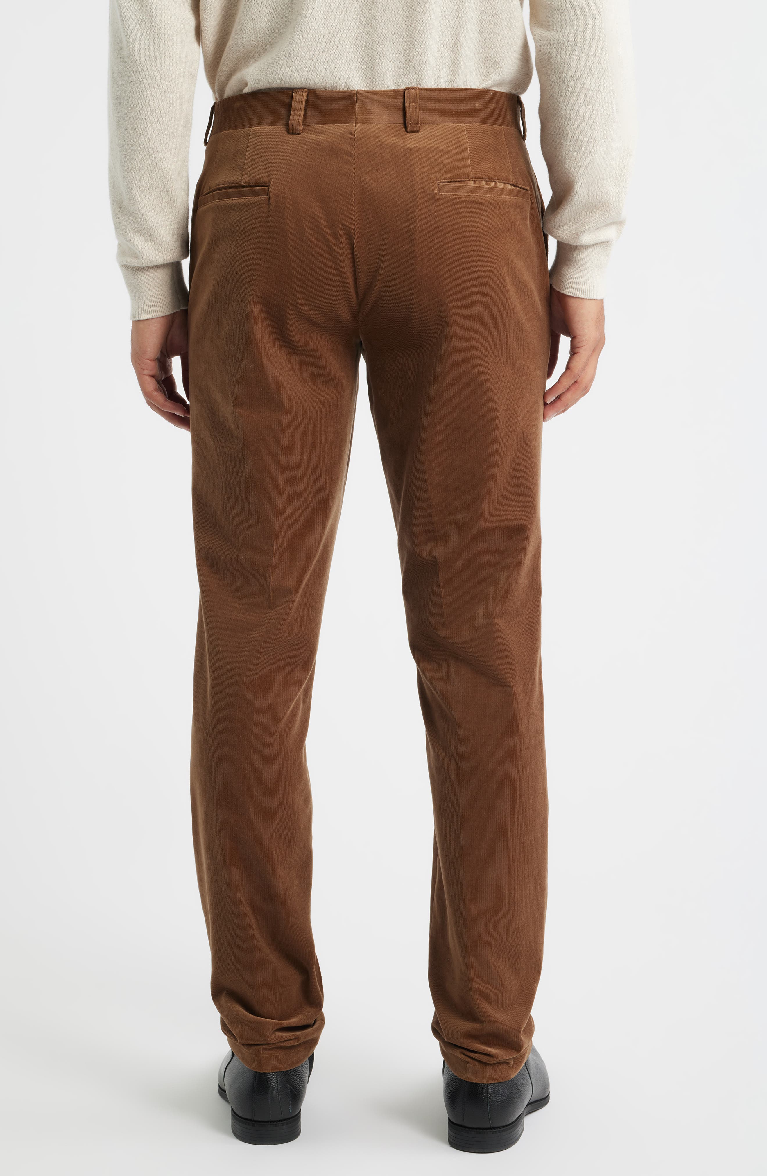 Jack Victor Palmer Brown Flat Front Cotton Stretch Corduroy Pants