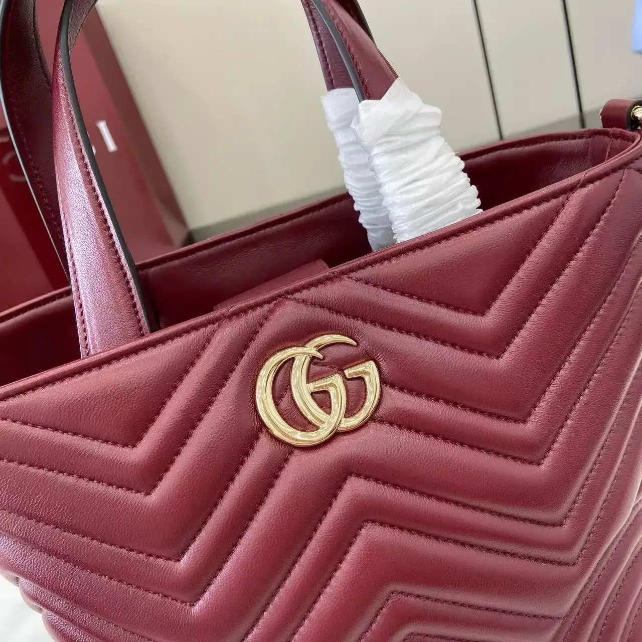 Gucci Red Marmont GG Supreme Canvas Tote Bag product photo from LabelPicks