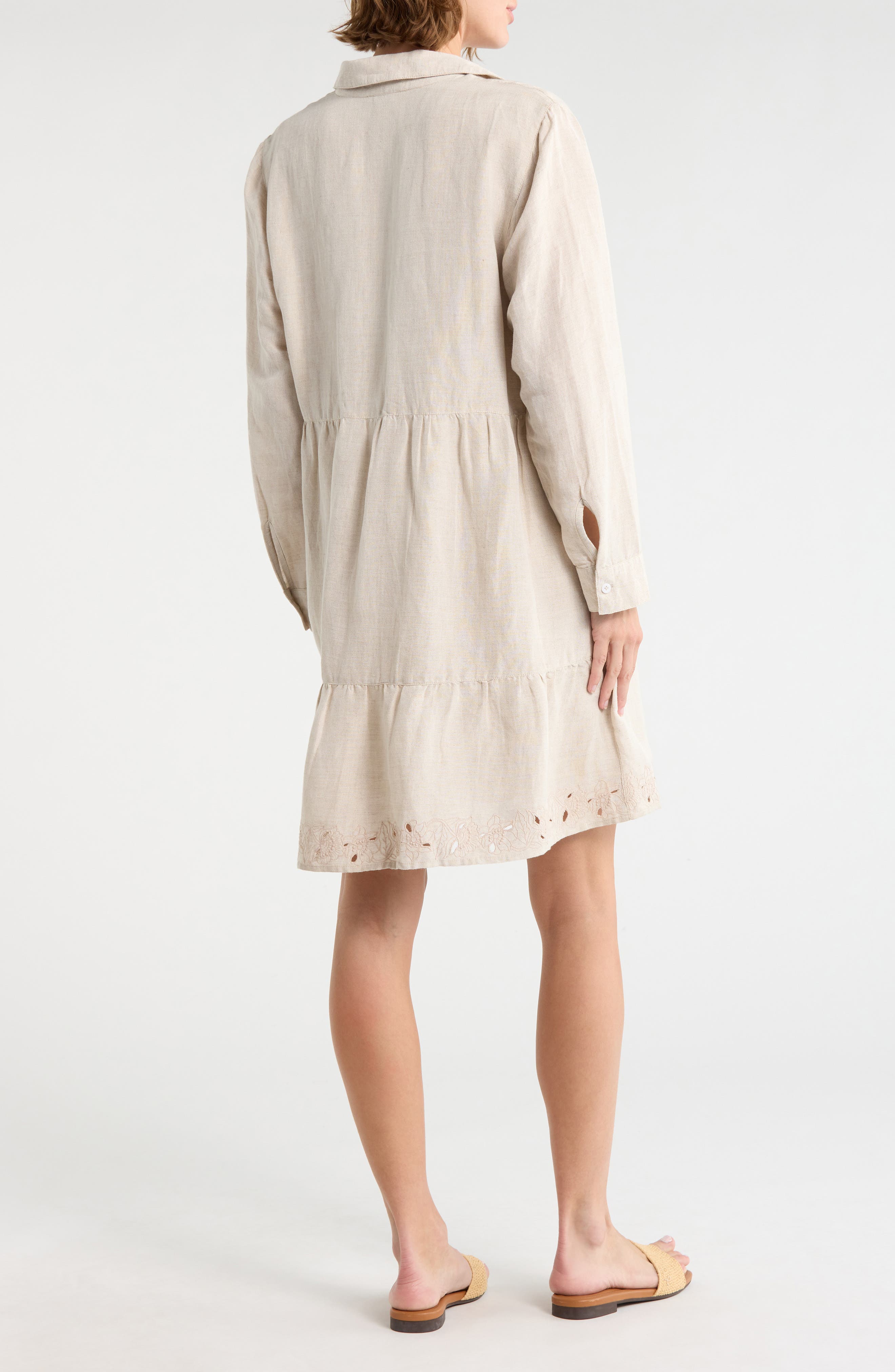 Tommy Bahama St. Lucia Embroidered Long Sleeve Linen Blend Dress