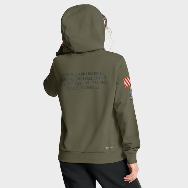 New England Patriots Nike Women's 2025 Salute to Service Sideline Standard Issue Dri-FIT Hoodie - Olive