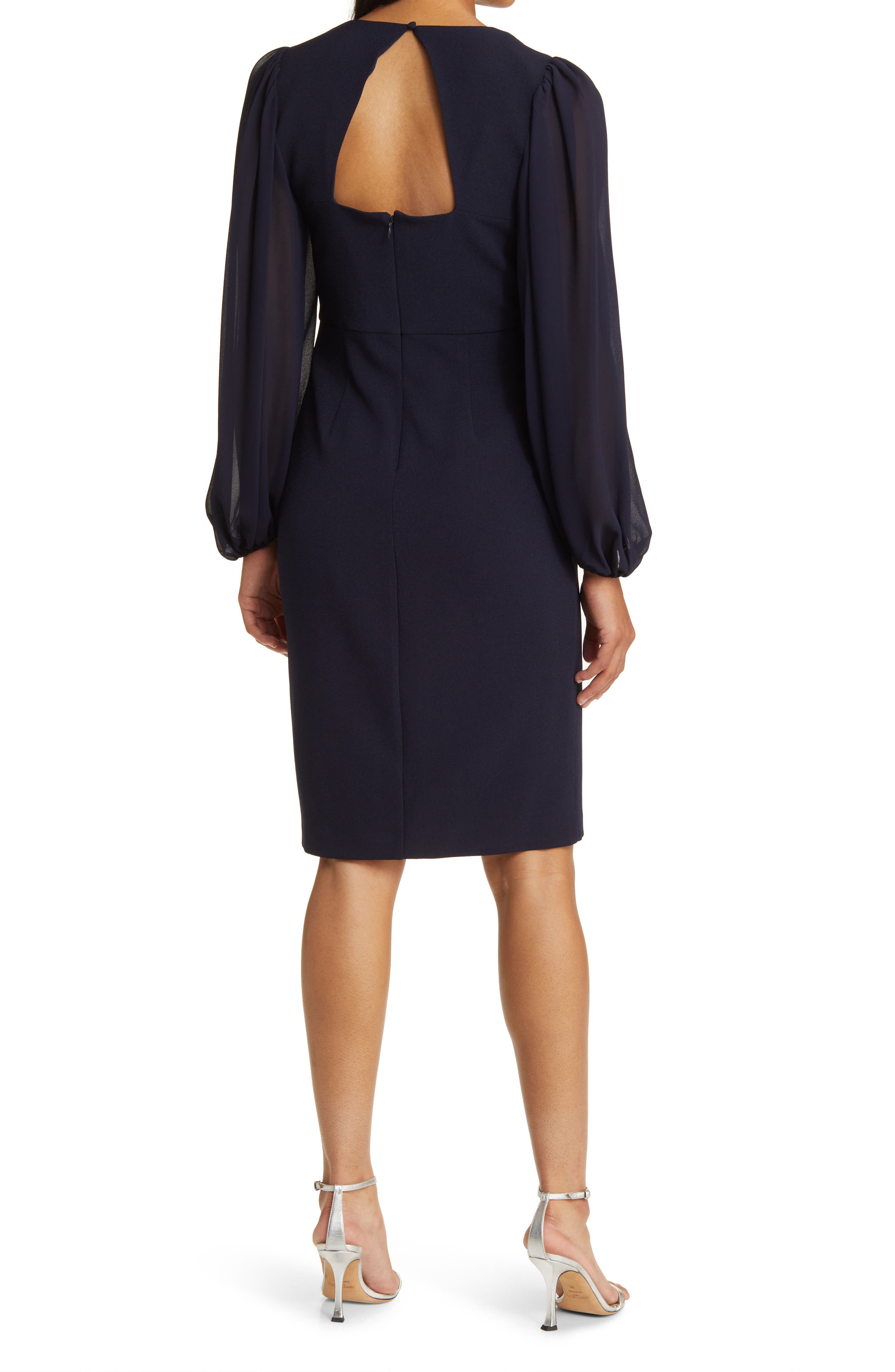 Vince Camuto Twist Long Sleeve Stretch Crepe Dress