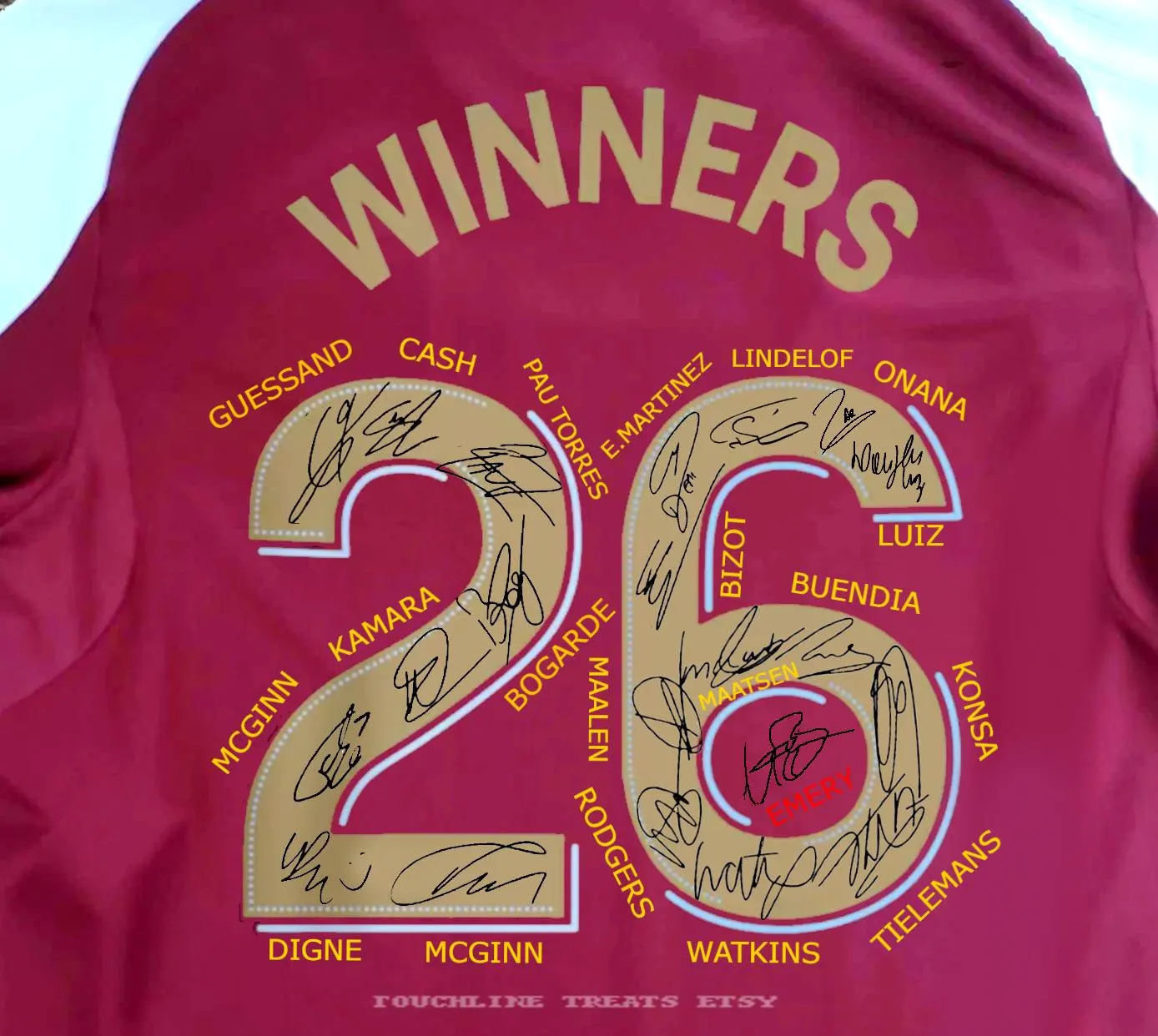 Aston Villa Team SIGNED 25/26 Europa League Winners Shirt Jersey - COA - 2025