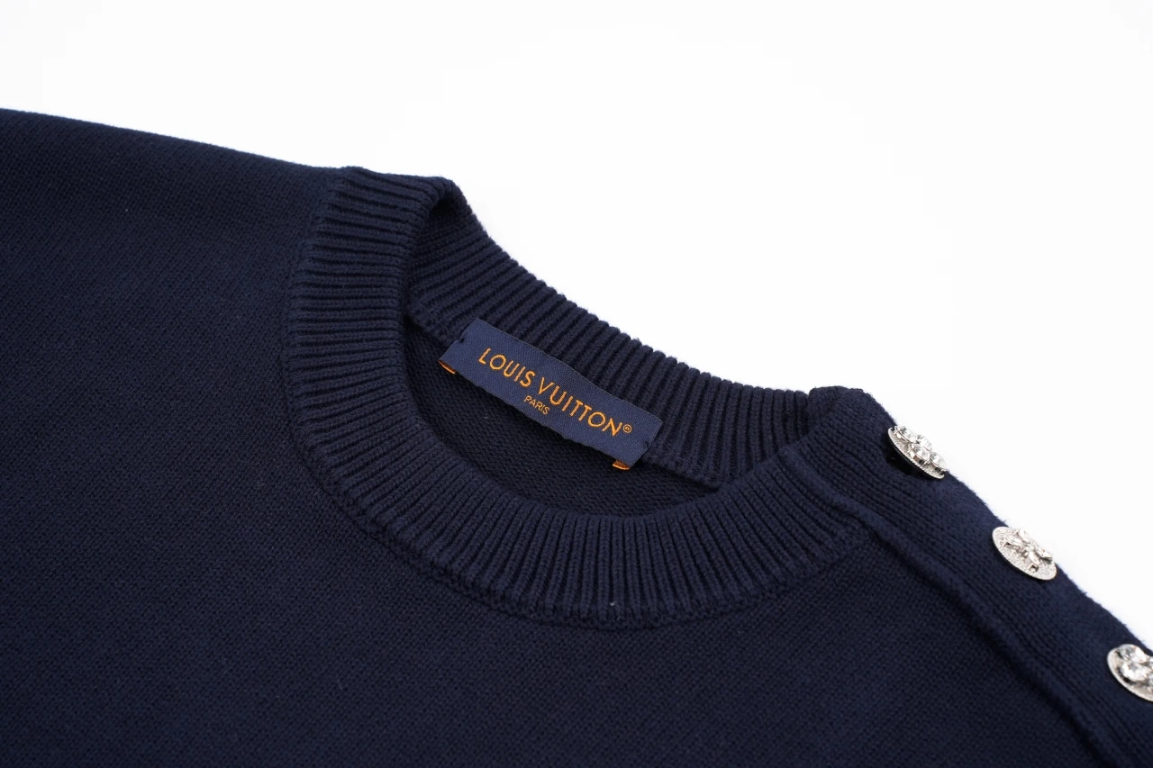 Louis Vuitton Navy Logo Embroidered Crewneck Sweater product photo from LabelPicks