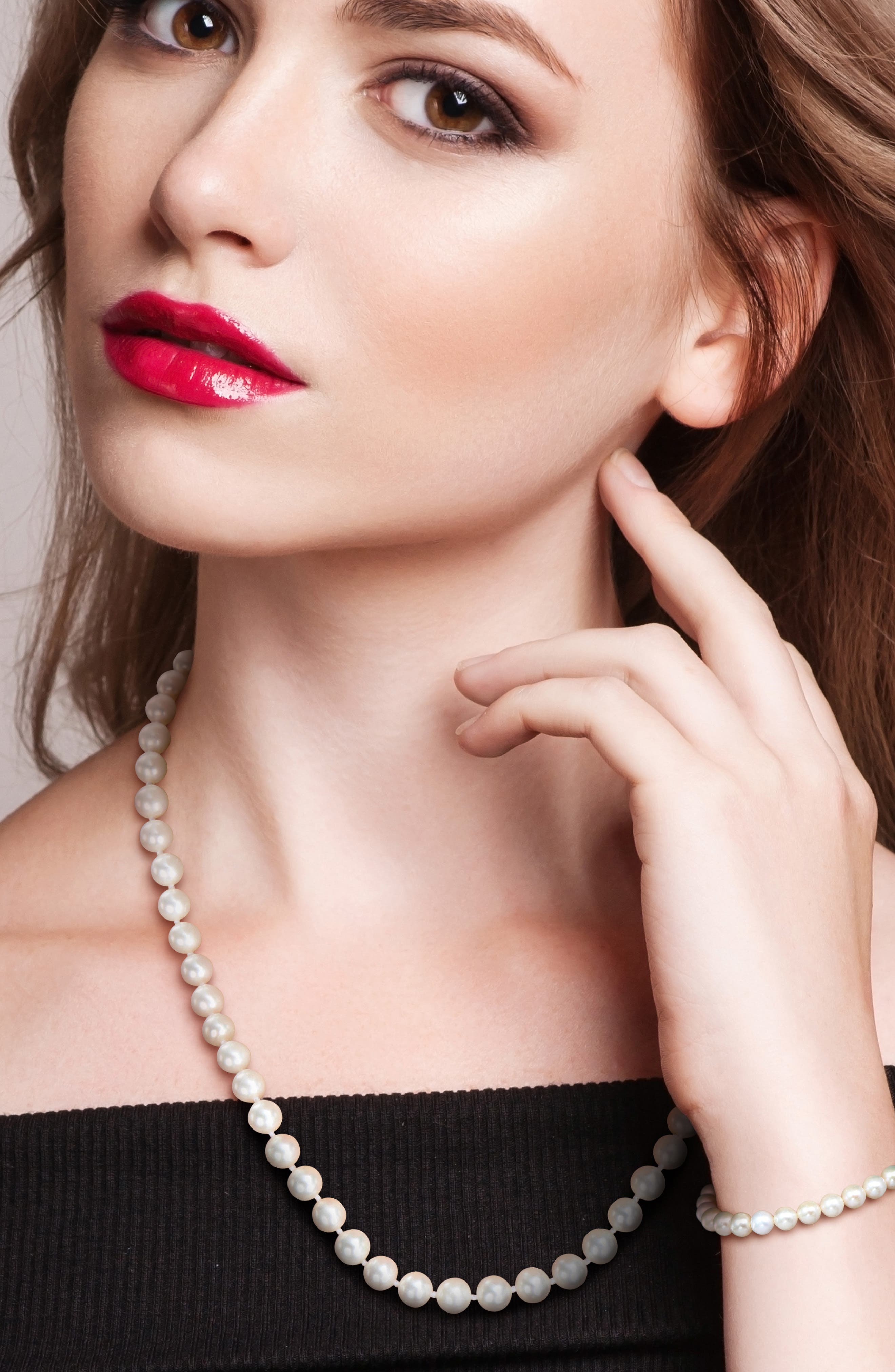 DELMAR 7-7.5mm Cultured Freshwater Pearl Necklace & Bracelet Set