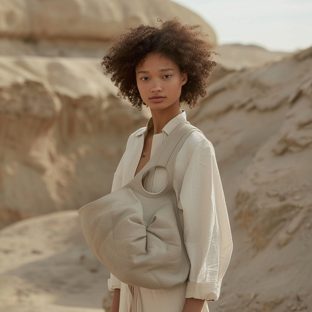 Beige Textured Knit Slouch Hobo Bag
