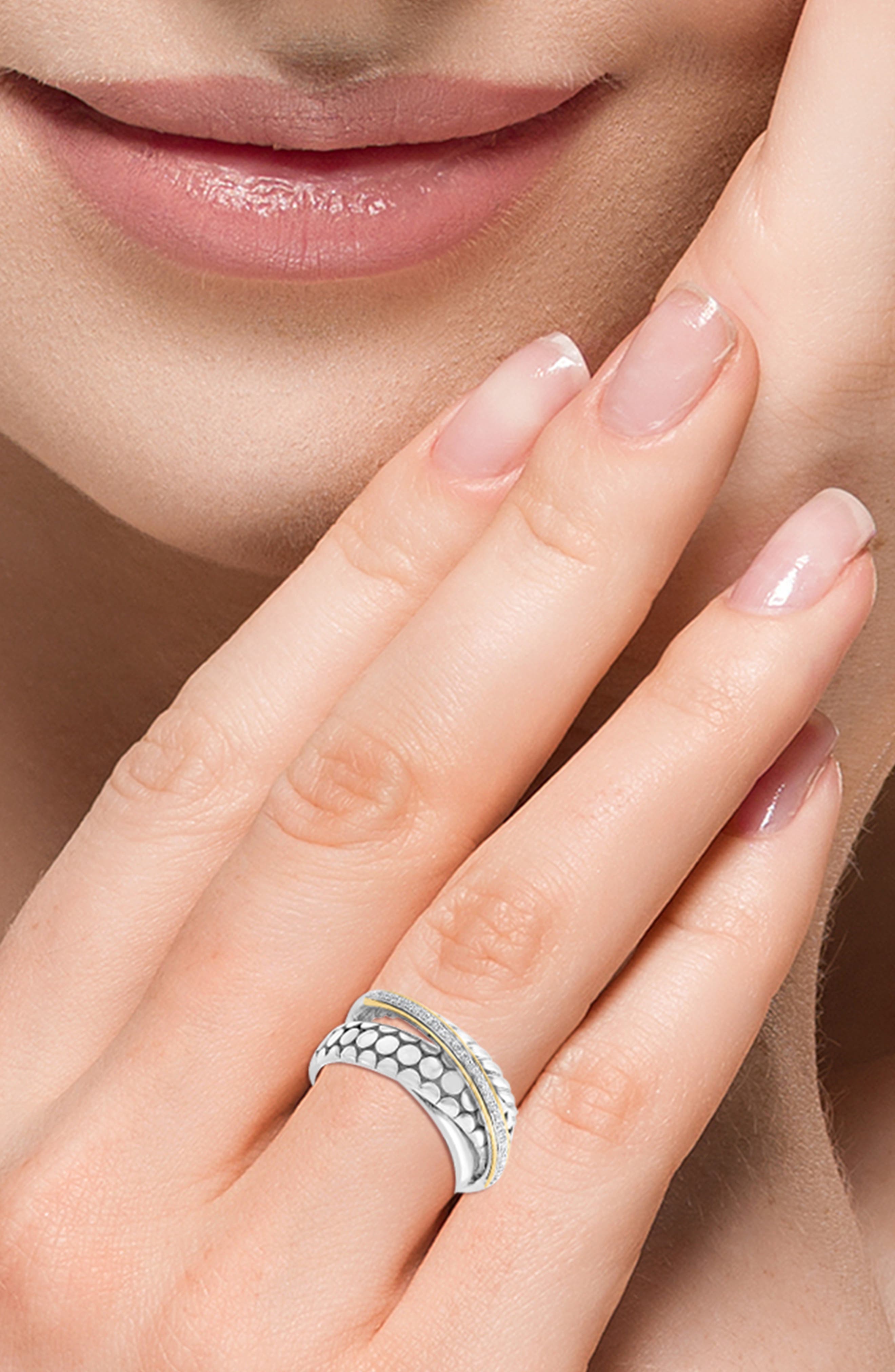 EFFY Sterling Silver Diamond Crisscross Ring
