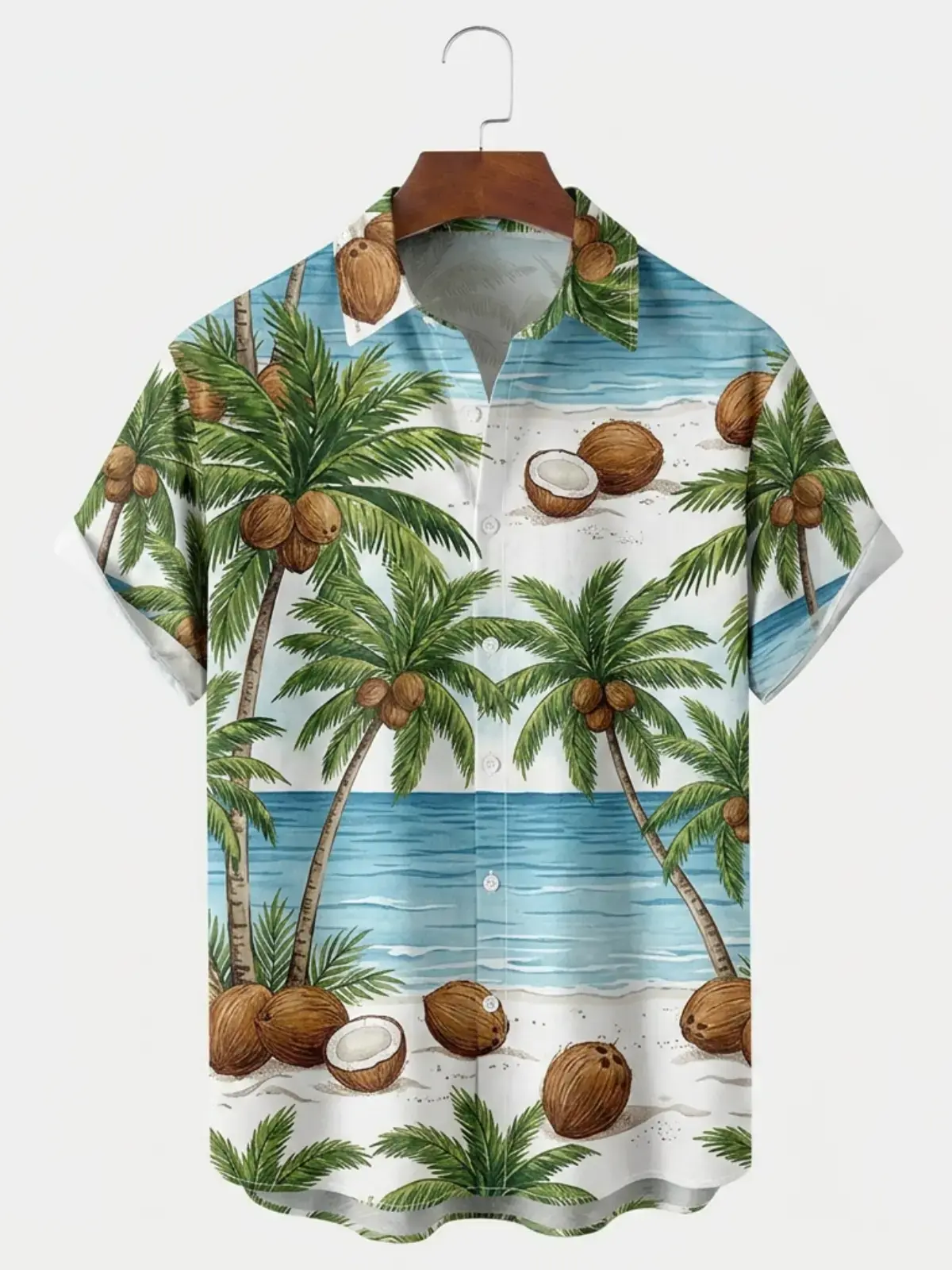 Men's printed shirts Watercolor Coconut Palm Hawaiian Shirt