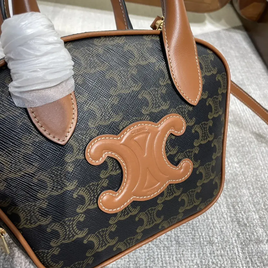 Celine Triomphe Brown Calfskin Top Handle Bag product photo from LabelPicks